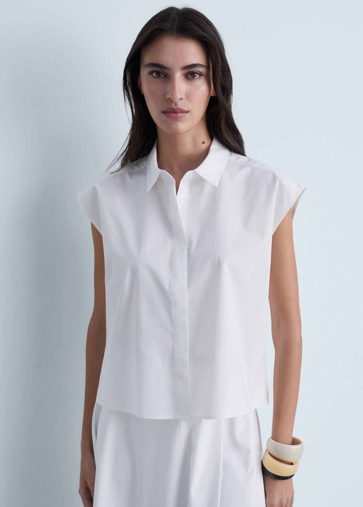 Chemise popeline sans manches - Plan moyen
