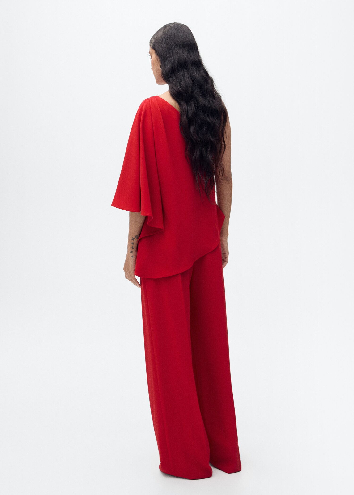 Asymmetrical flared-sleeve jumpsuit - Reverse of the article
