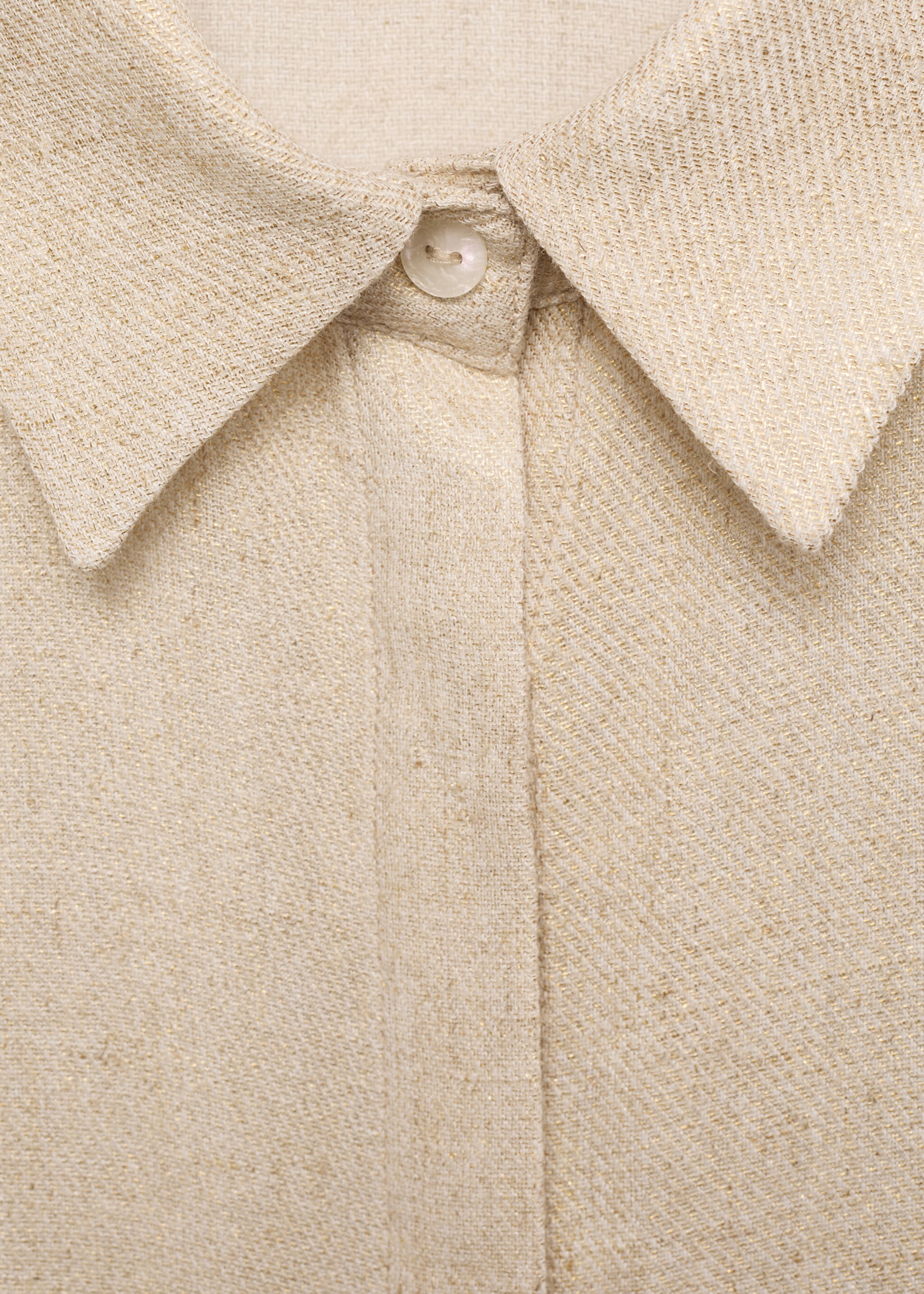 Regular linen-blend shirt - Details of the article 8, Gold. Ref: 87084783-00.