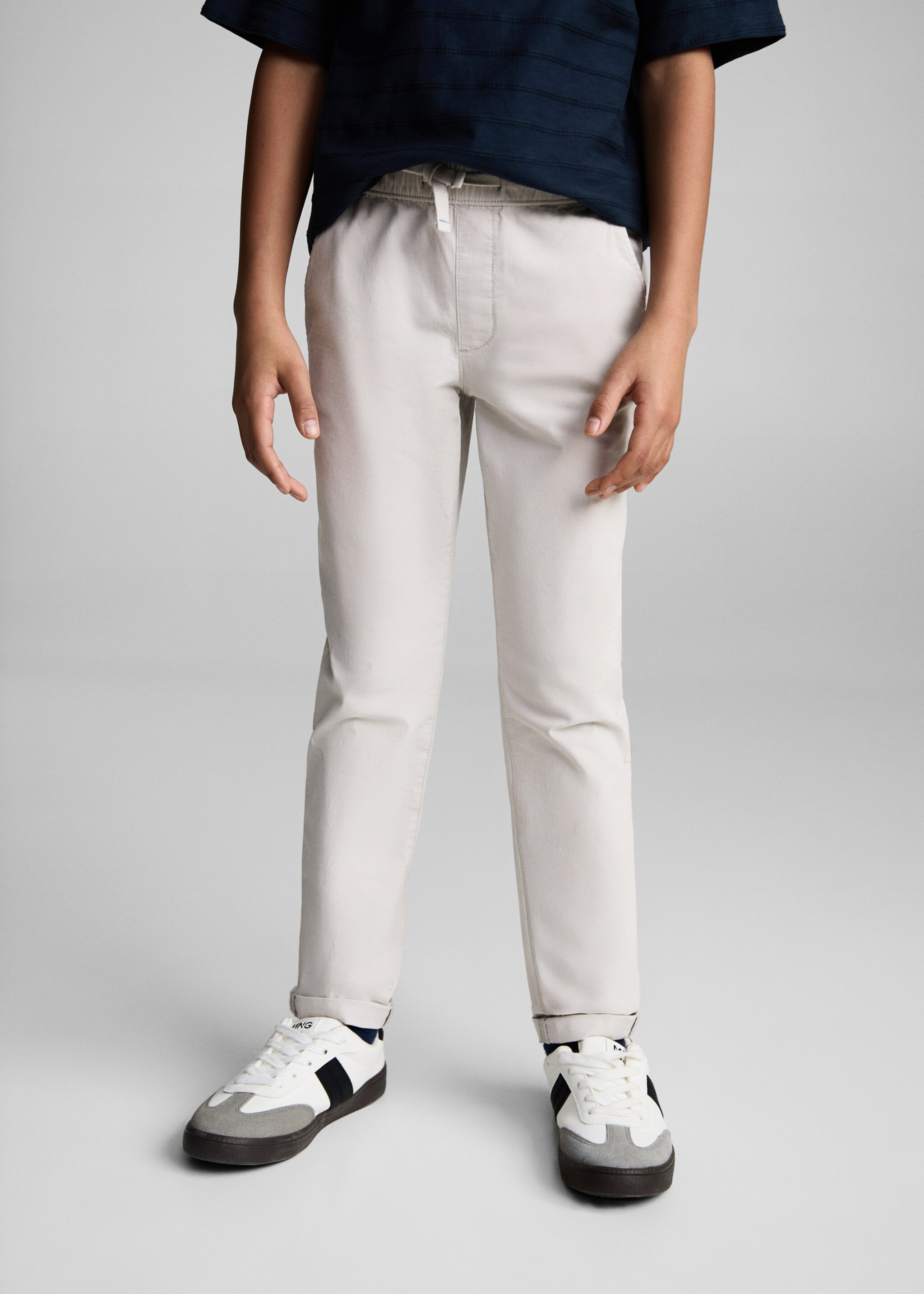 Slim-fit cotton trousers - Medium plane, Ice Grey. Ref: 87084791-00.