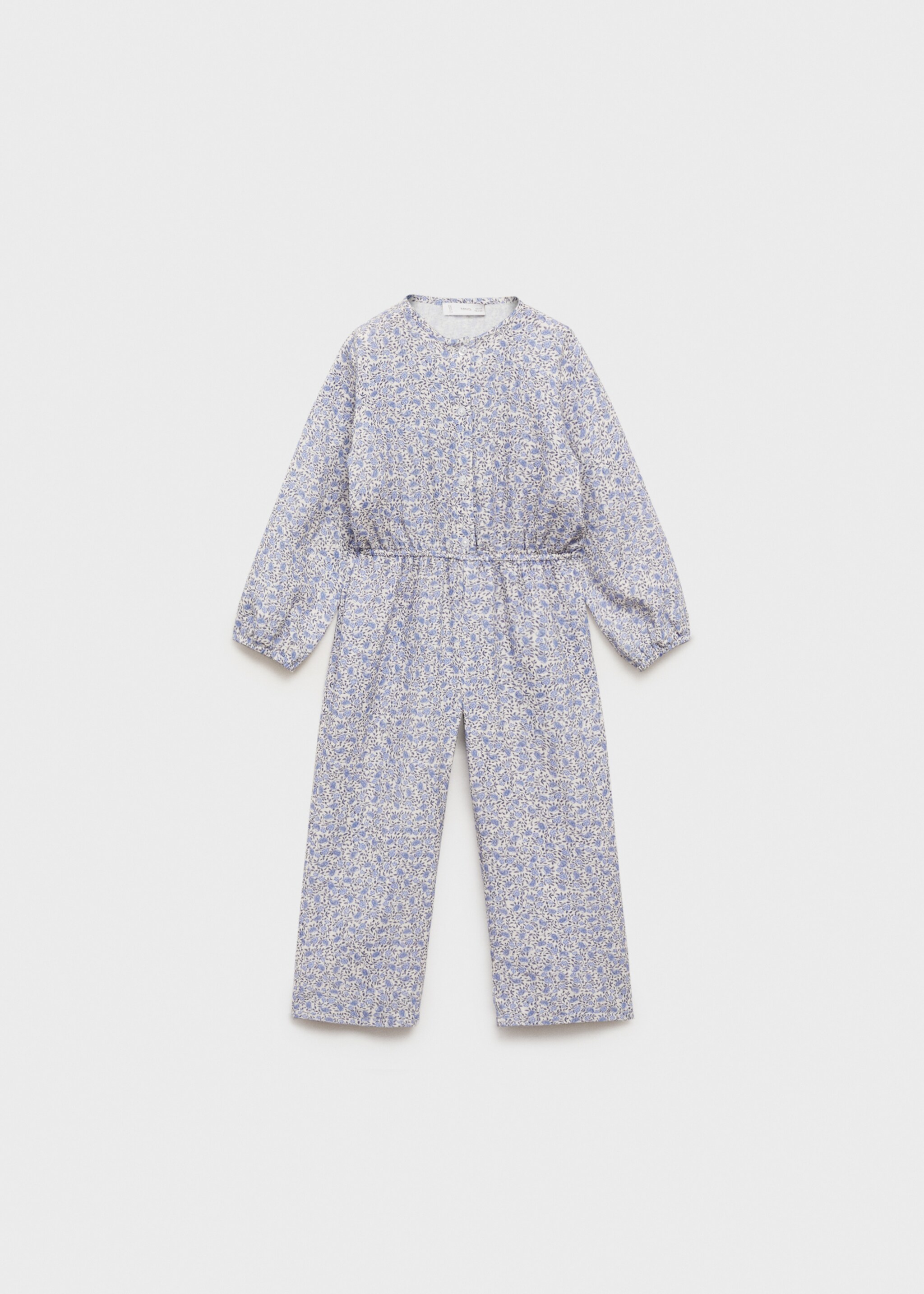 Floral-print cotton jumpsuit - Article without model, Indigo Blue. Ref: 87084798-00.