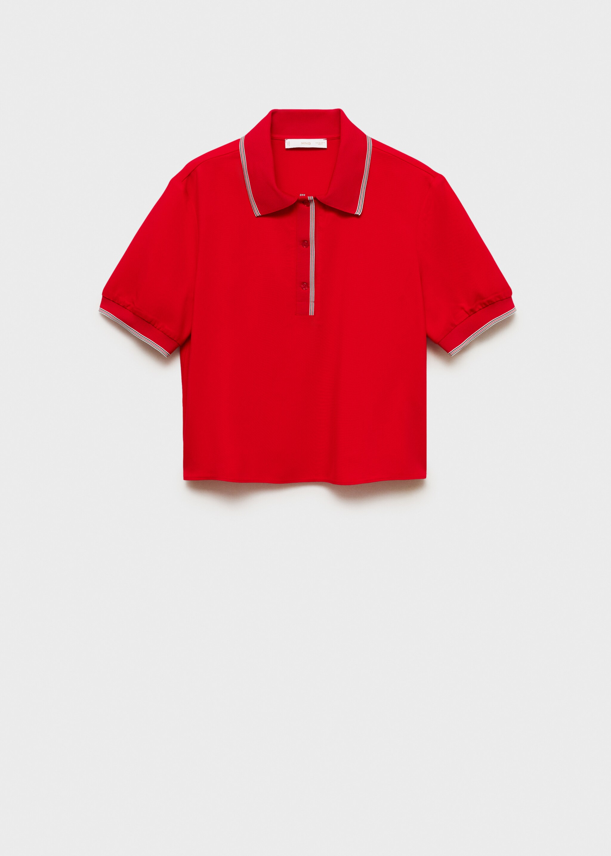 Cropped polo shirt with contrasting trim - Article without model, Red. Ref: 87084799-00.