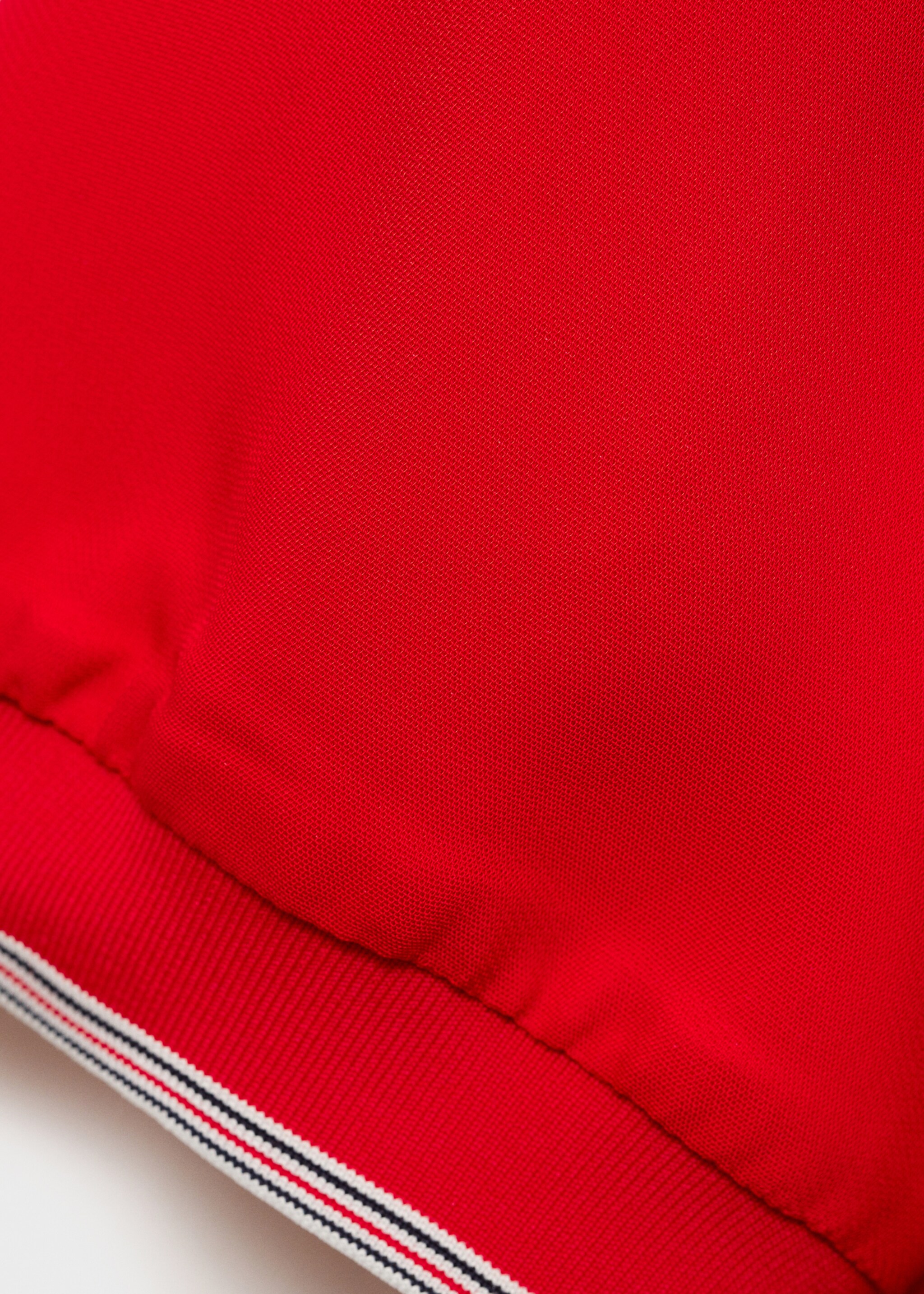 Cropped polo shirt with contrasting trim - Details of the article 0, Red. Ref: 87084799-00.