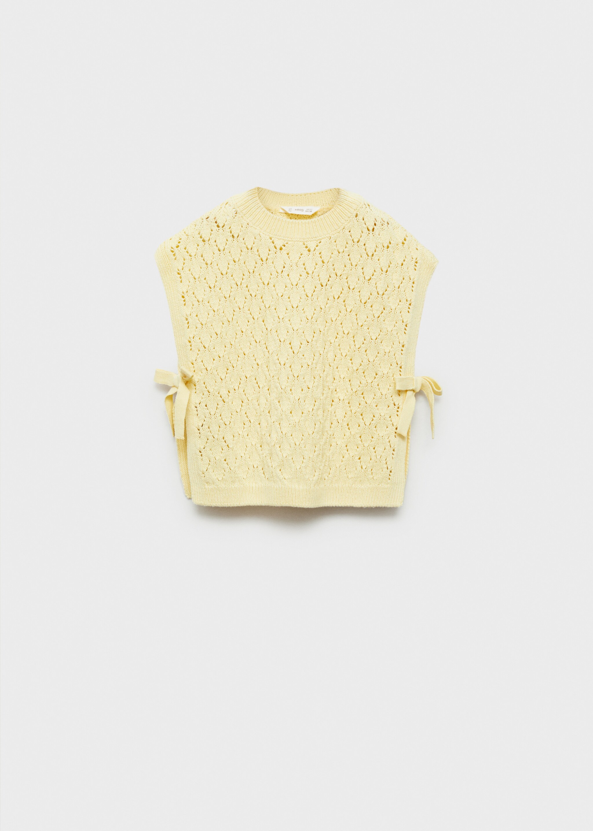 Knitted gilet with openwork details - Article without model, Pastel Yellow. Ref: 87084804-00.