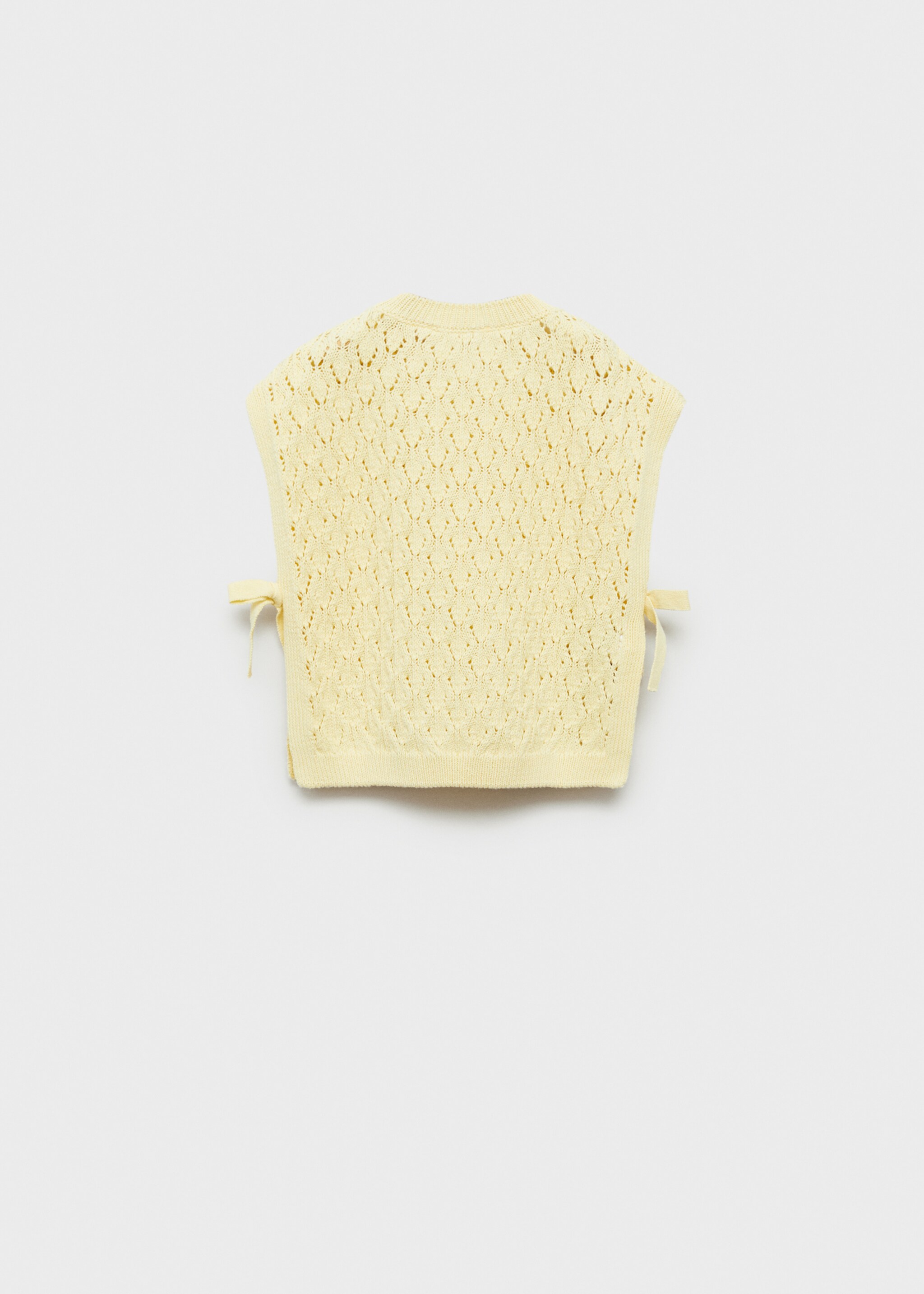 Knitted gilet with openwork details - Reverse of the article, Pastel Yellow. Ref: 87084804-00.