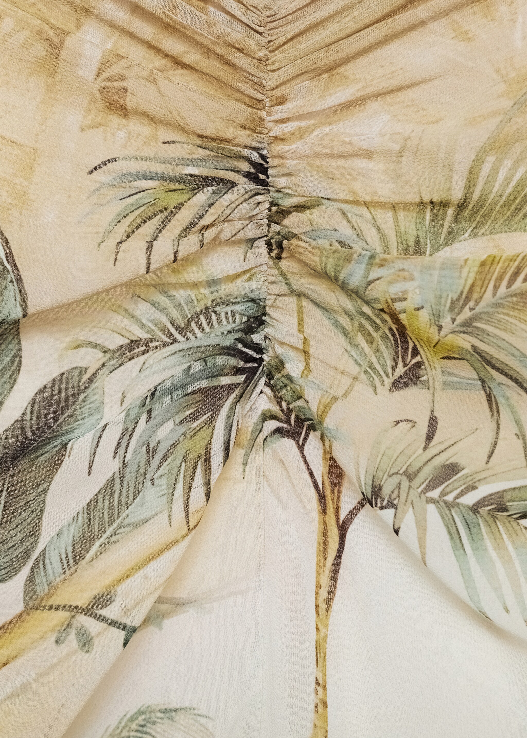 Tropical-print straight skirt - Details of the article 8, Ecru. Ref: 87084807-00.