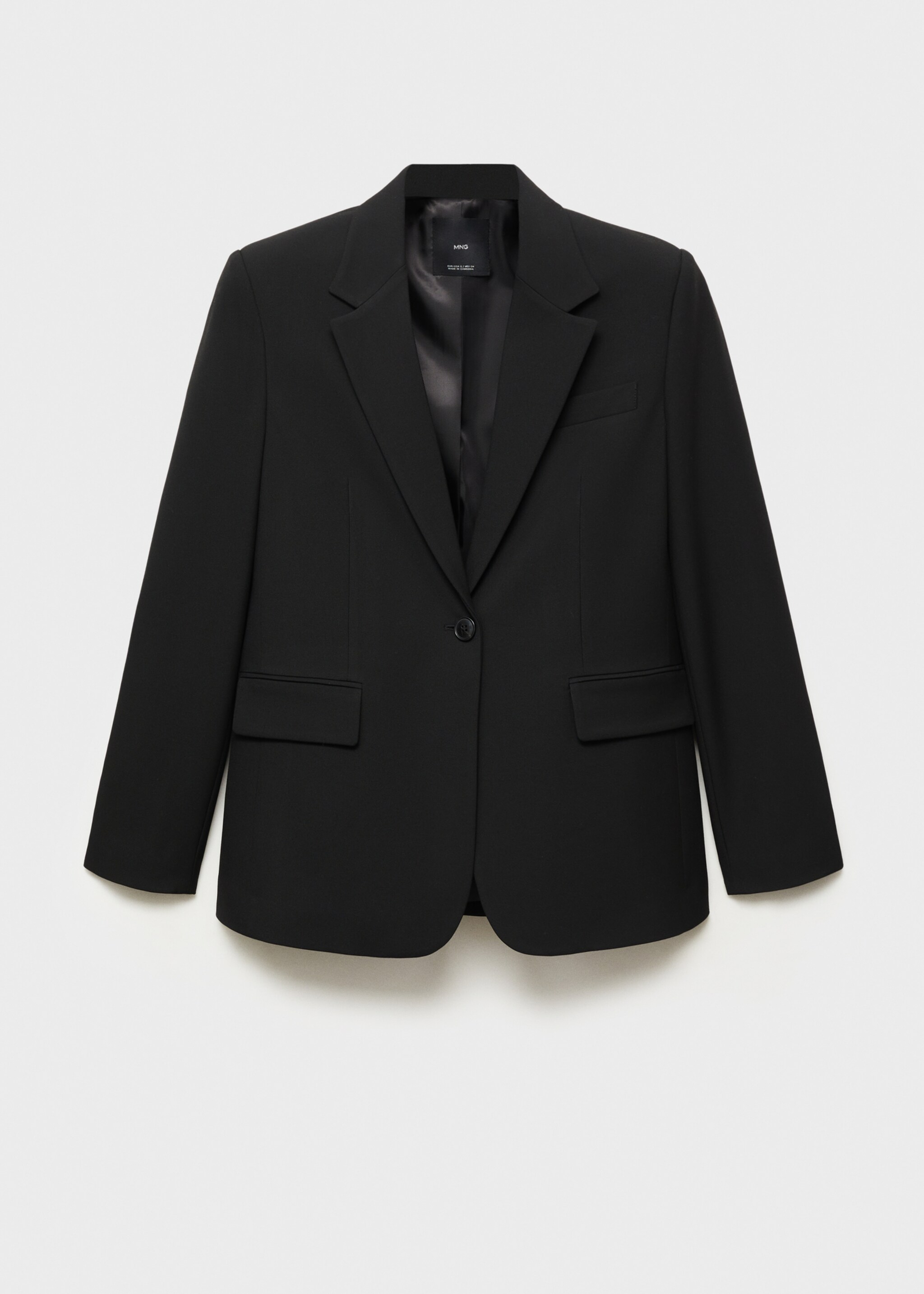 Ίσιο blazer με τσέπες με καπάκι - Προϊόν χωρίς μοντέλο, Μαύρο. Ref: 87085139-00.