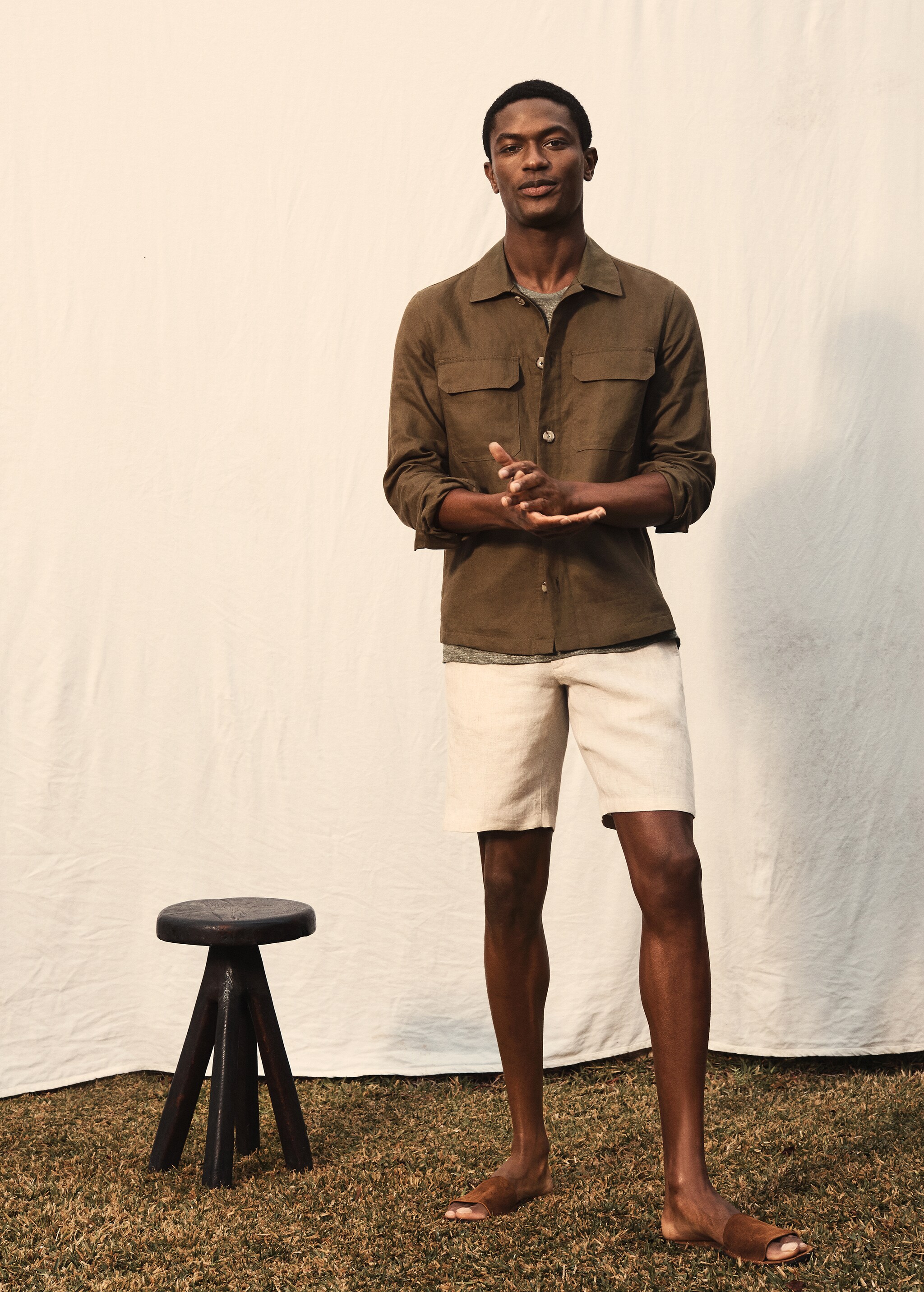 Linen chino Bermuda shorts - Details of the article 5