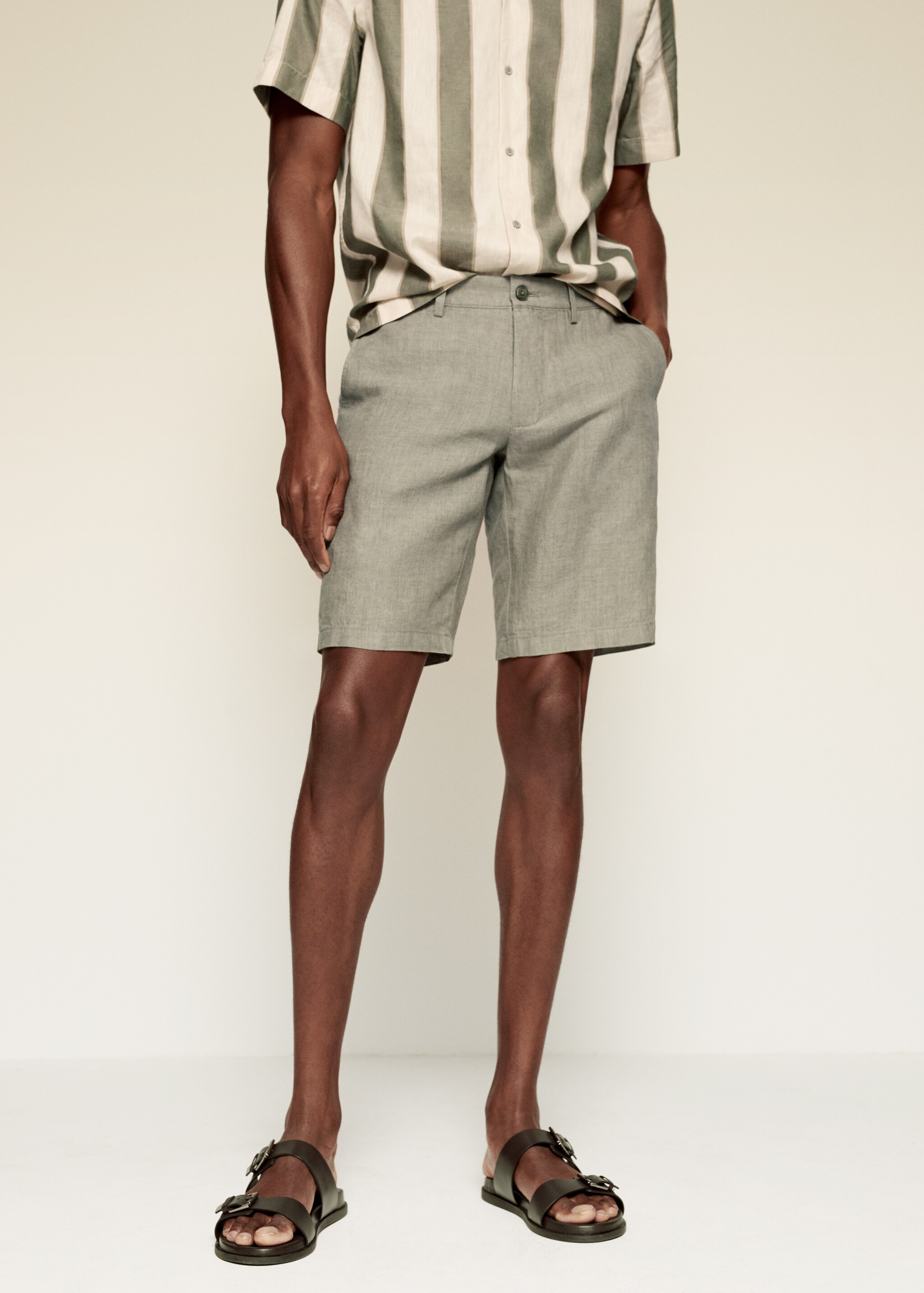 Linen chino Bermuda shorts - Medium plane