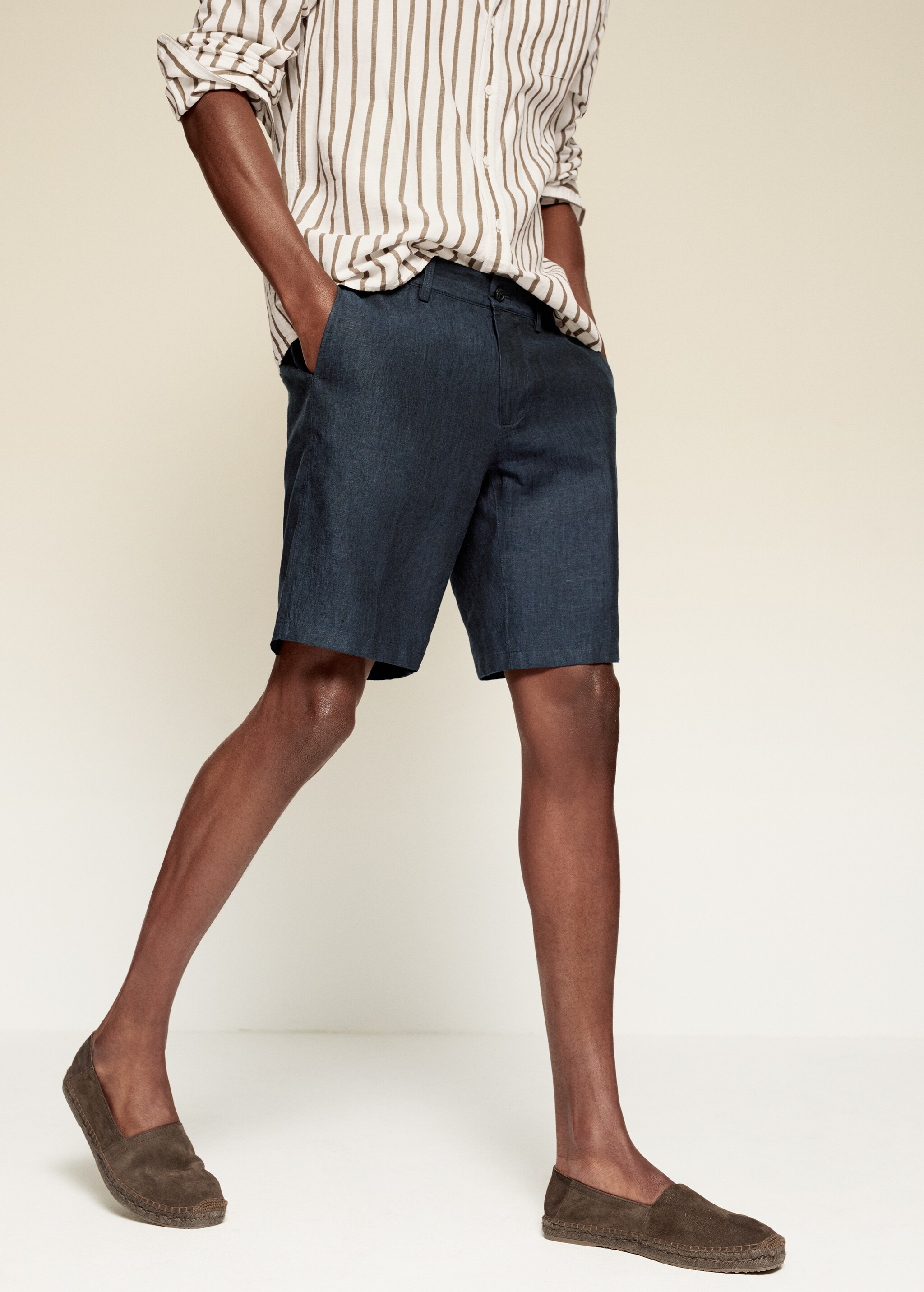 Linen chino Bermuda shorts - Medium plane