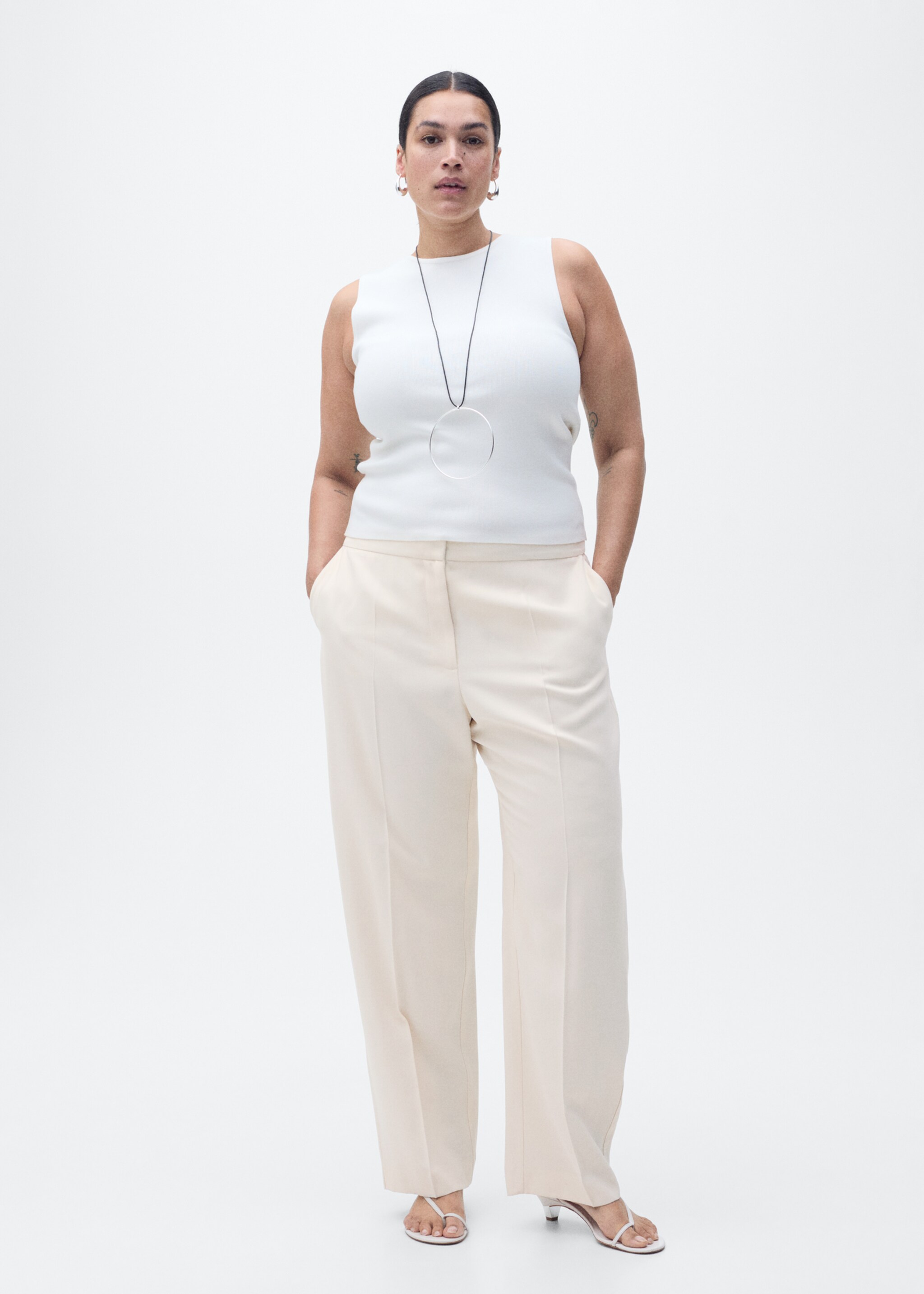 Gerade Anzughose - Detail des Artikels 3, Ecru. Ref: 87085735-00.