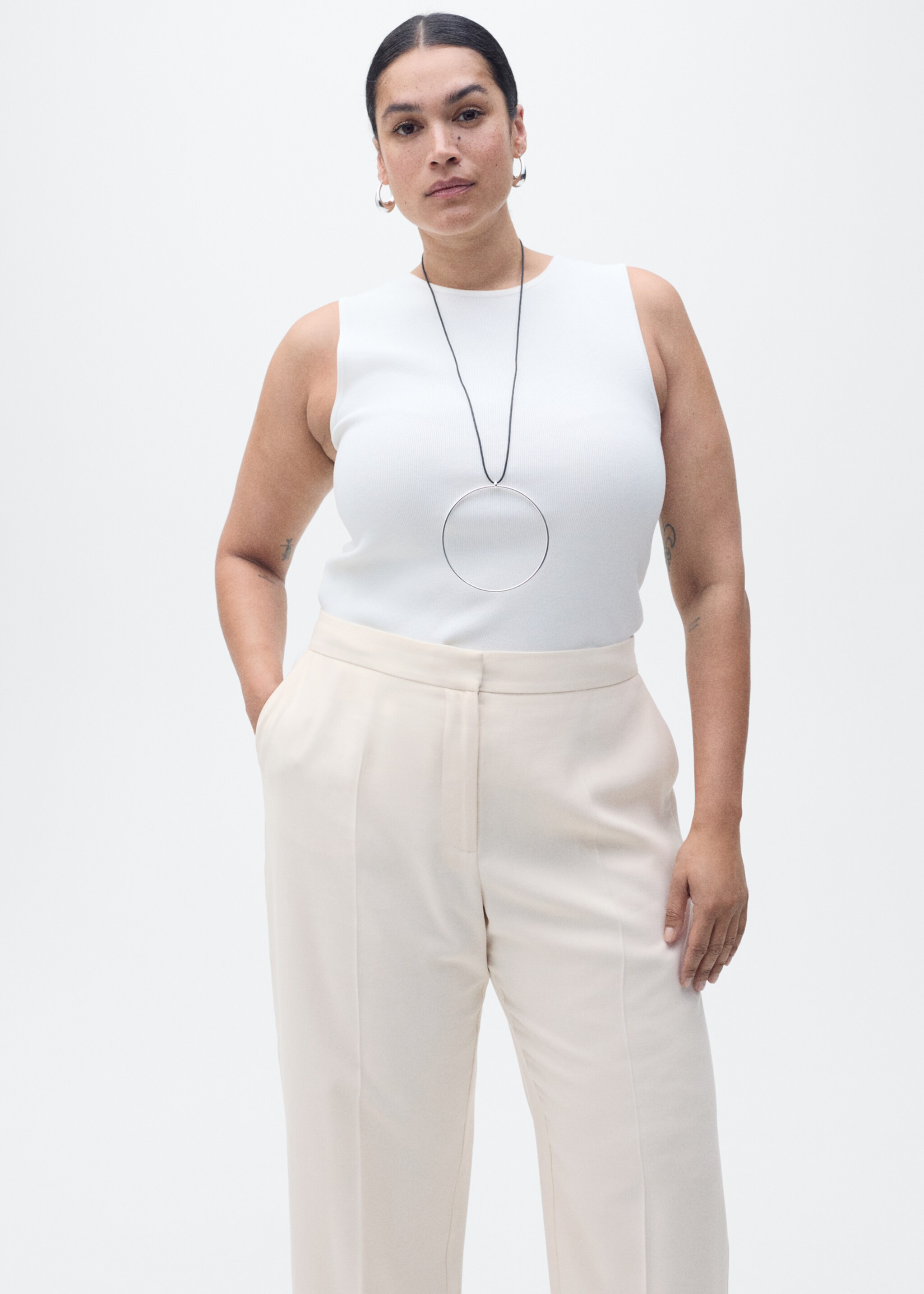 Gerade Anzughose - Detail des Artikels 5, Ecru. Ref: 87085735-00.