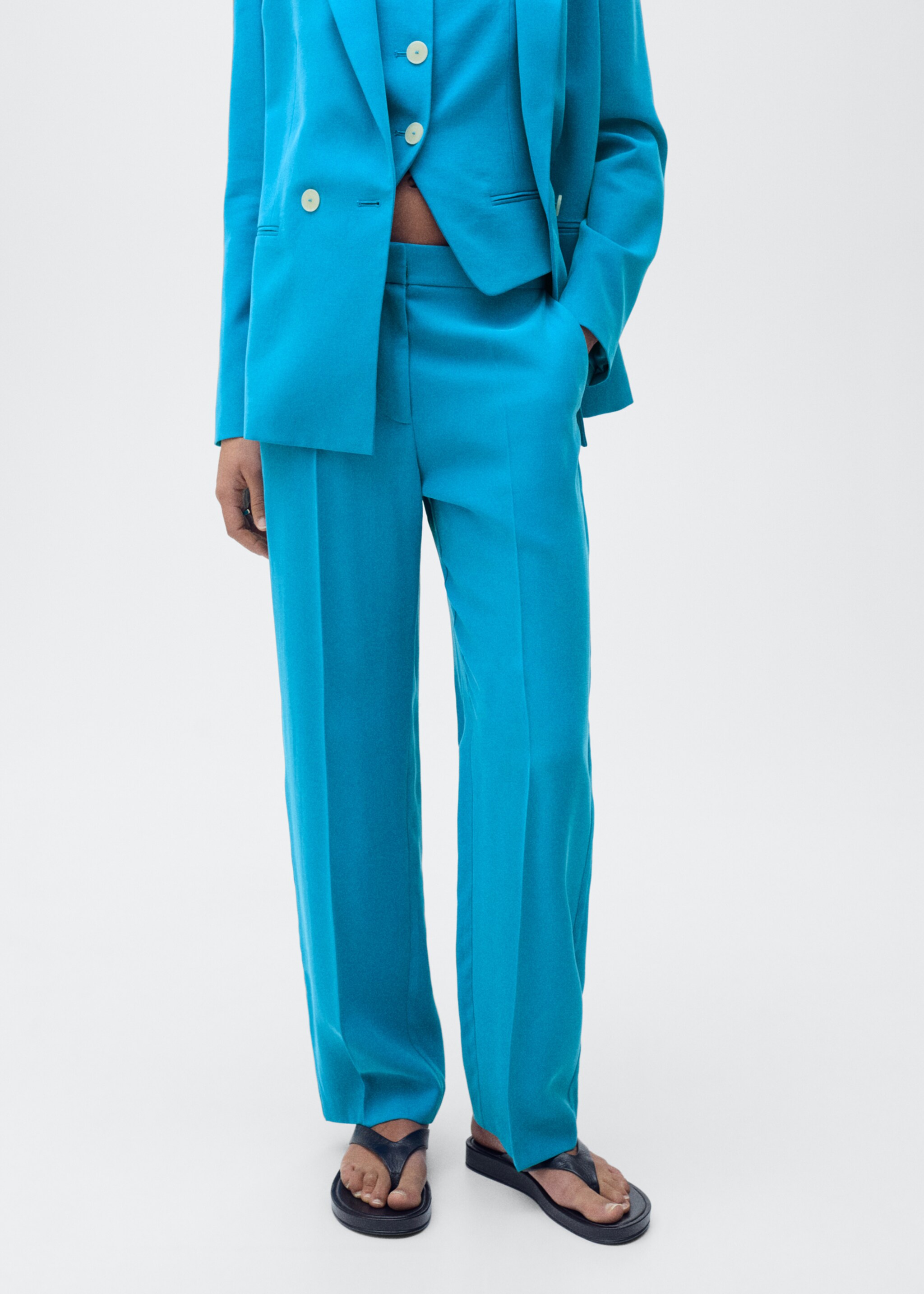 Straight suit trousers - Medium plane, Blue. Ref: 87085735-00.