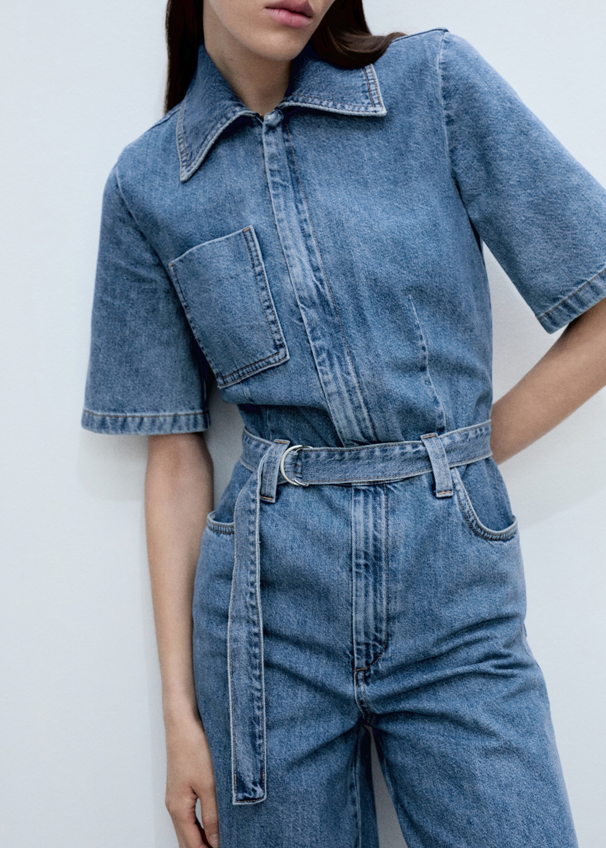 Denim jumpsuit belt - Medium plane, Medium Blue. Ref: 87085739-00.