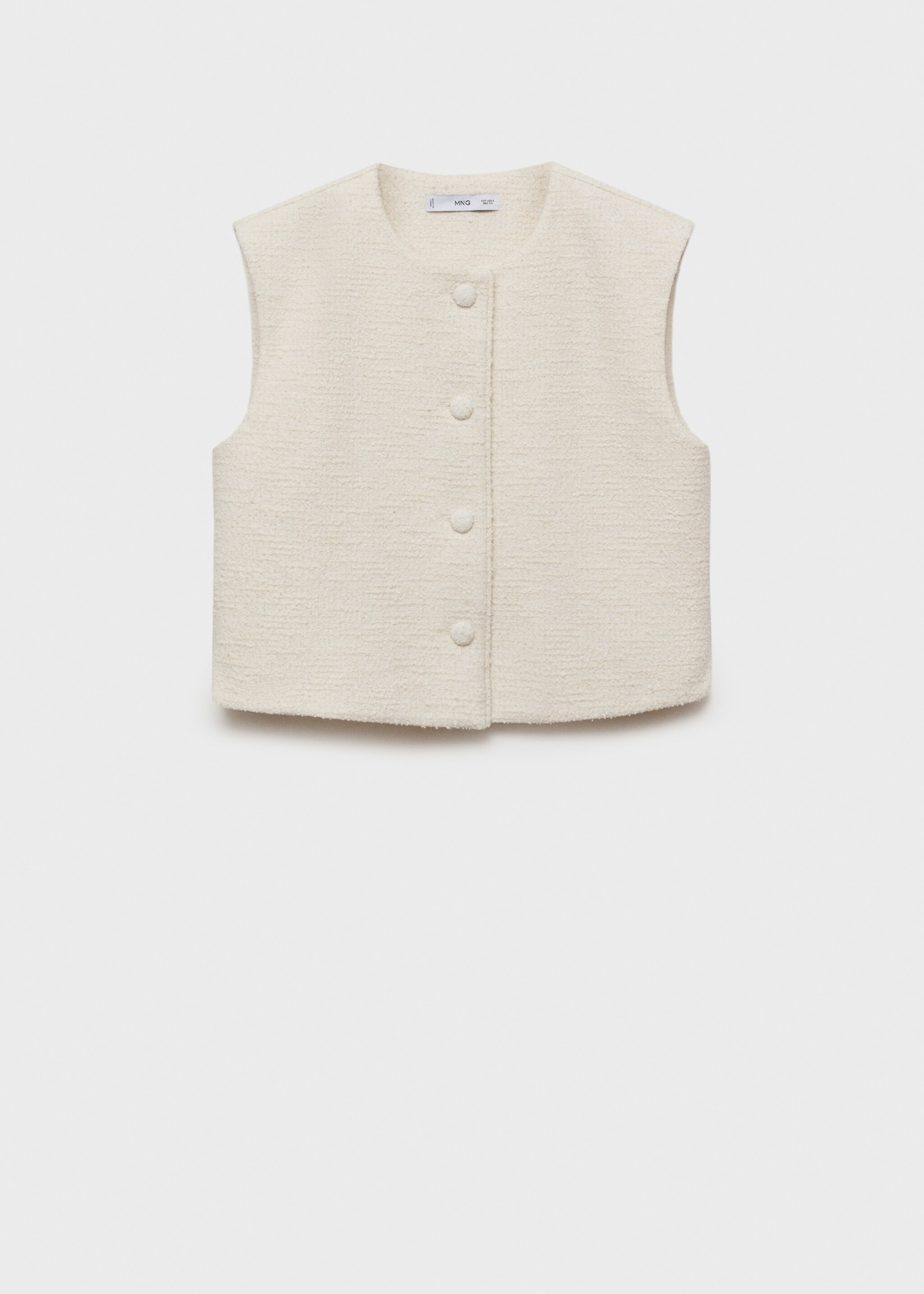 Tweed waistcoat with buttons - Article without model, Ecru. Ref: 87085744-00.