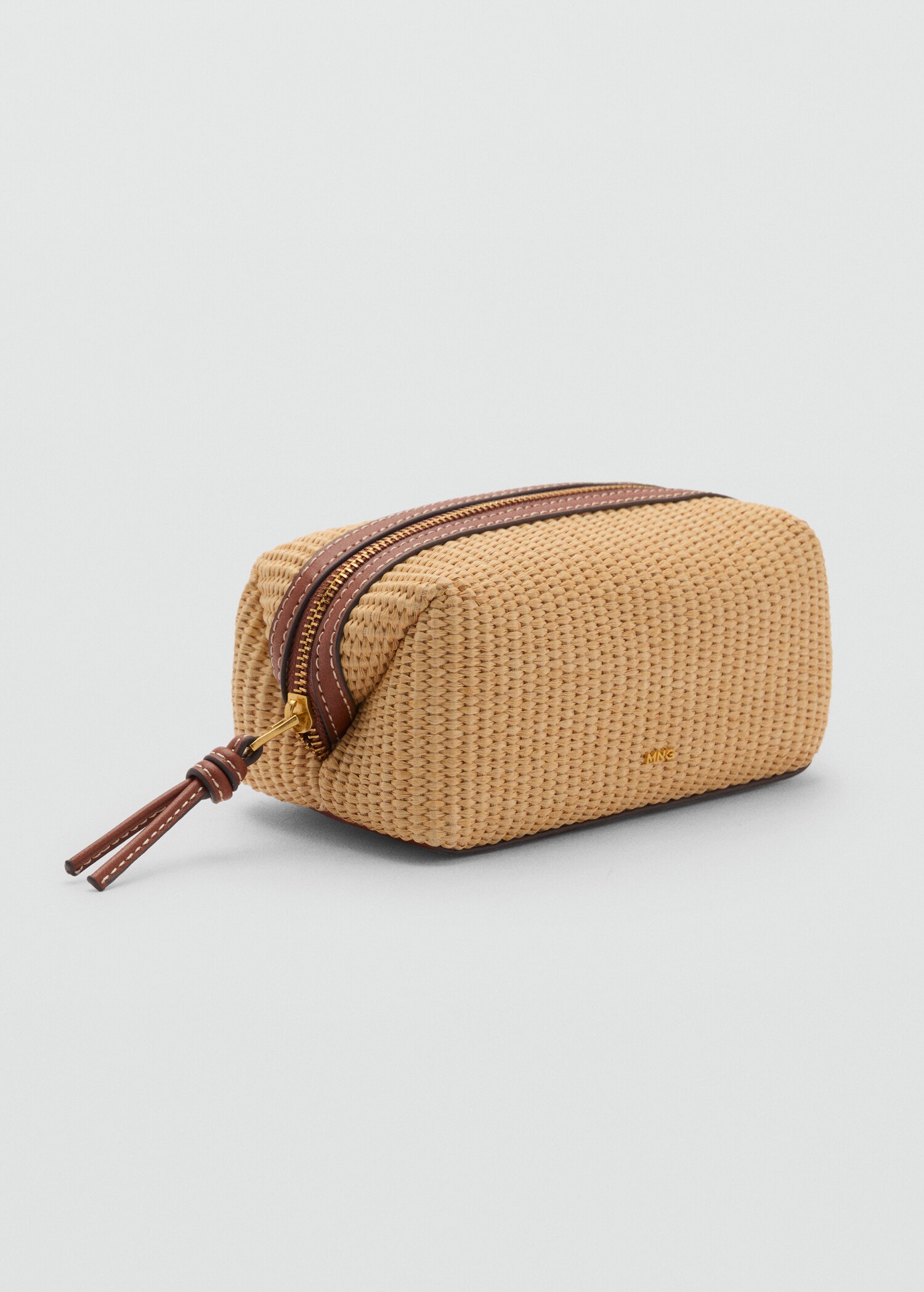 Raffia effect toiletry bag - Medium plane