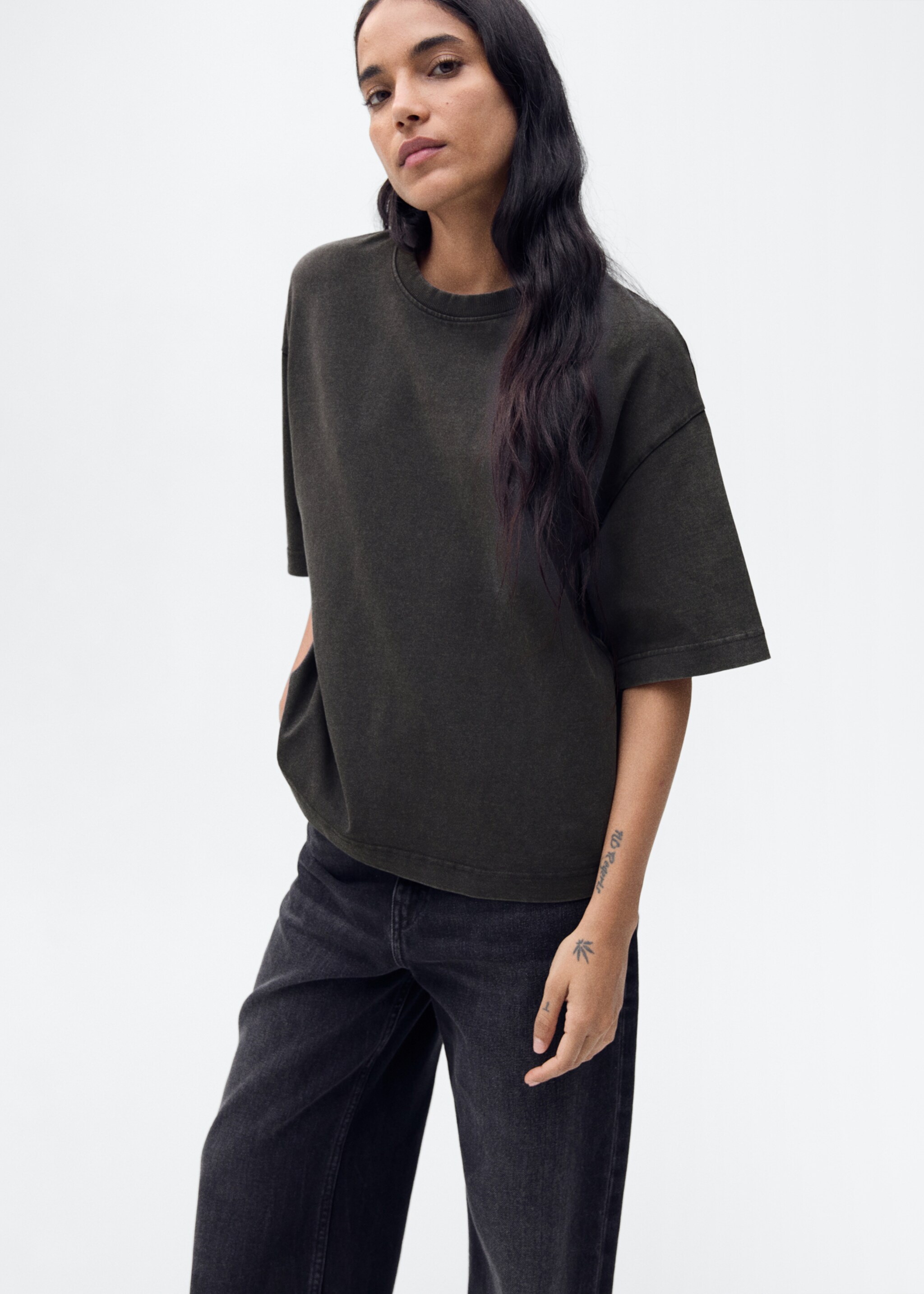 Oversized cotton t-shirt - Medium plane, Charcoal. Ref: 87085756-00.