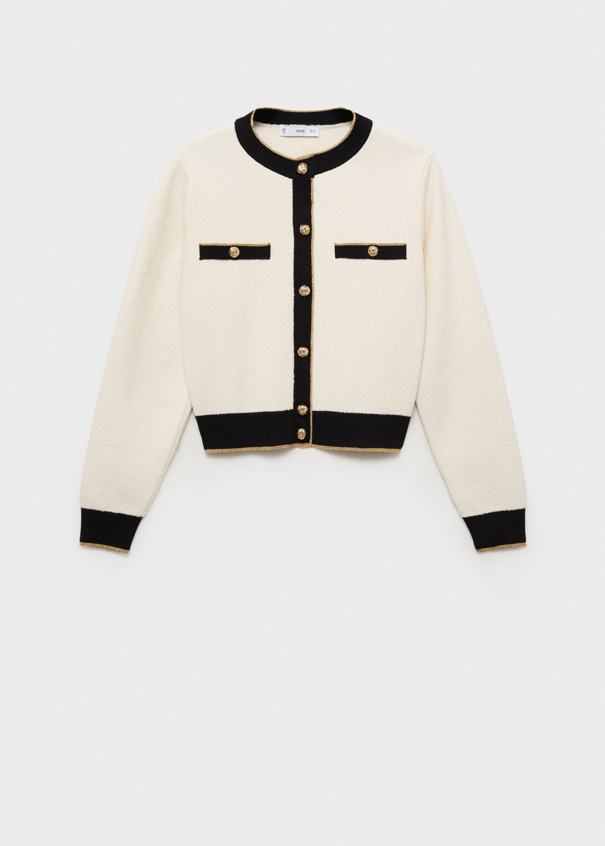 Knitted cardigan with double trim - Article without model, Ecru. Ref: 87085762-00.