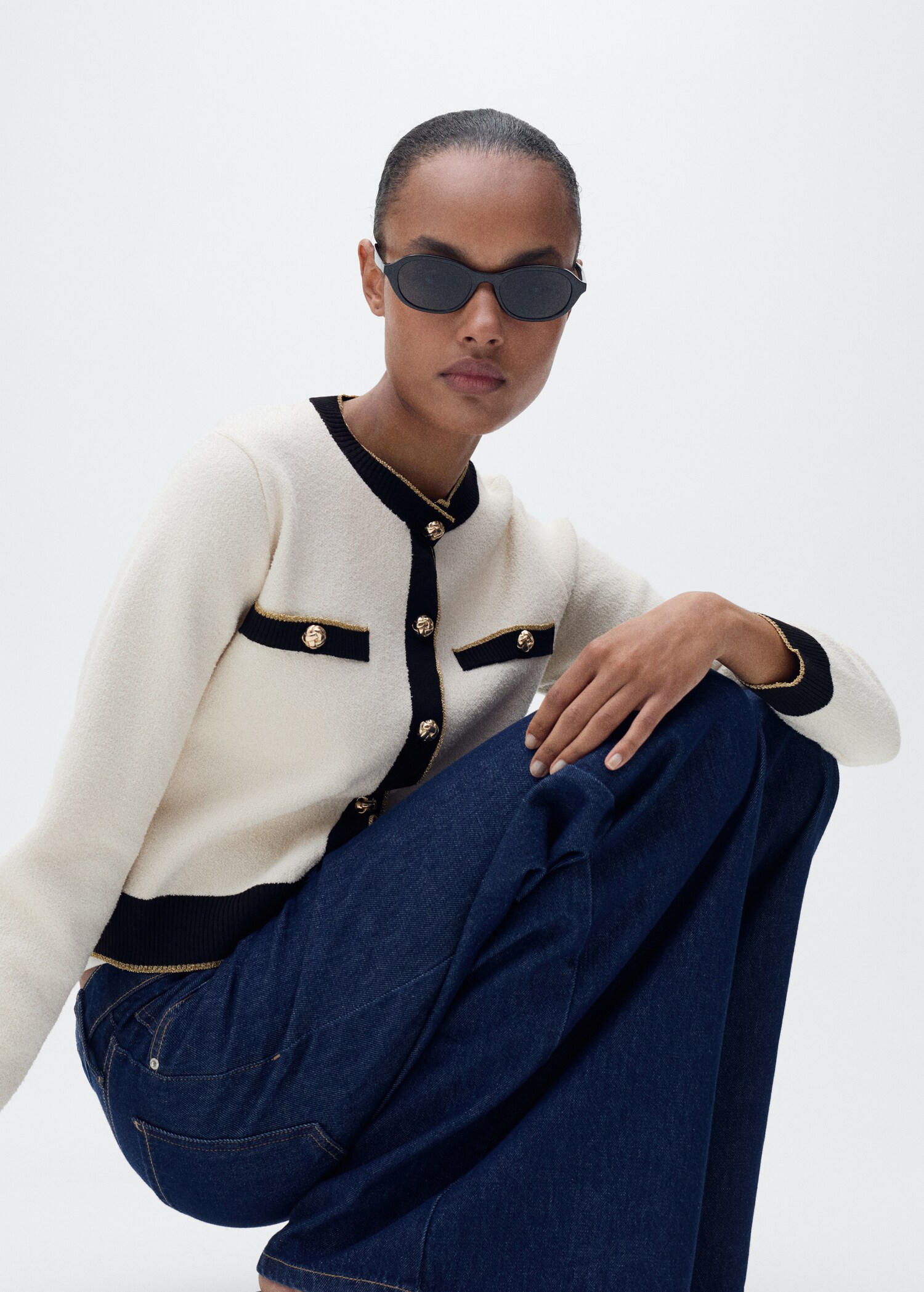 Knitted cardigan with double trim - Details of the article 2