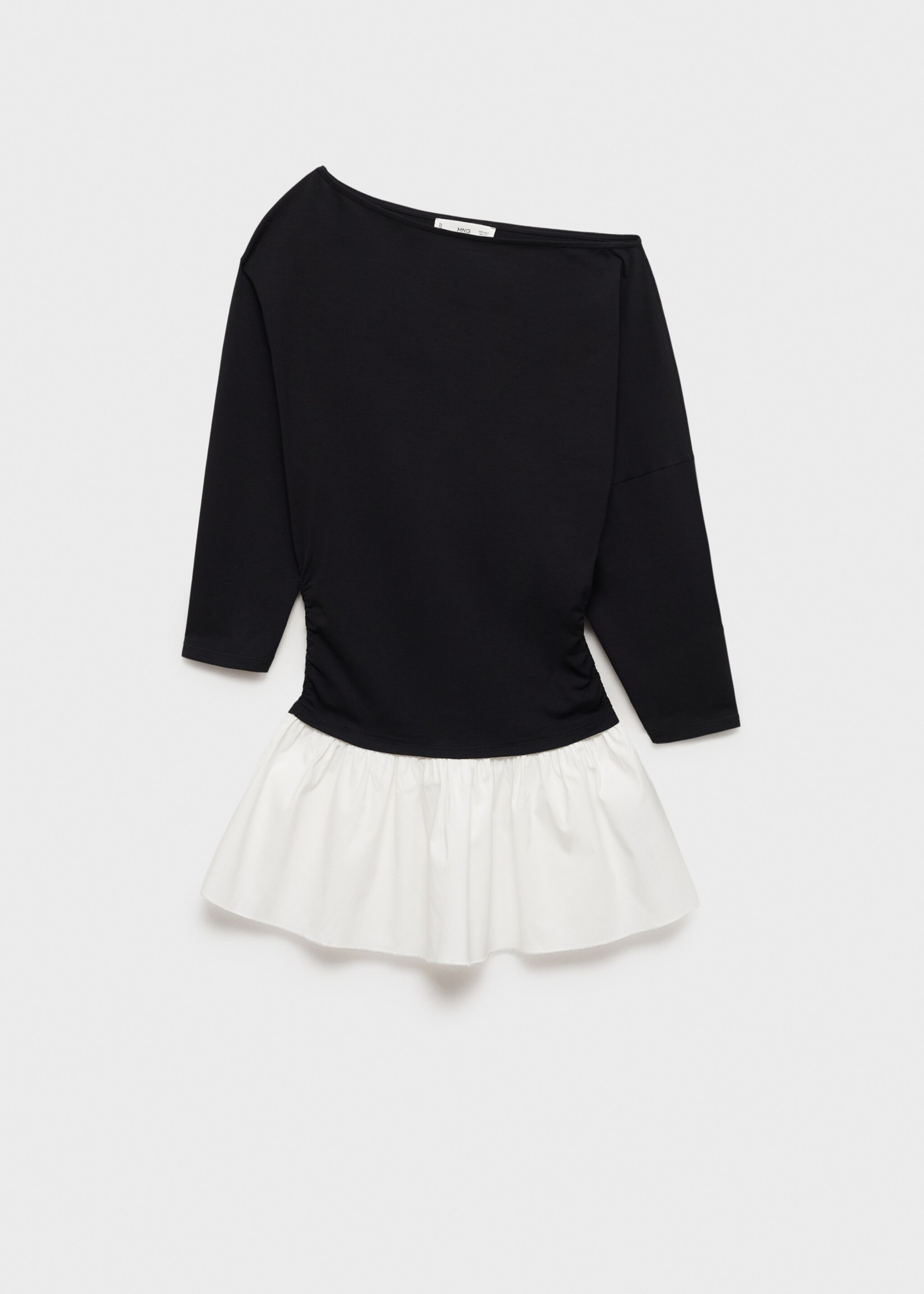 Short combined fabric draped dress - Article without model, Black. Ref: 87085767-00.