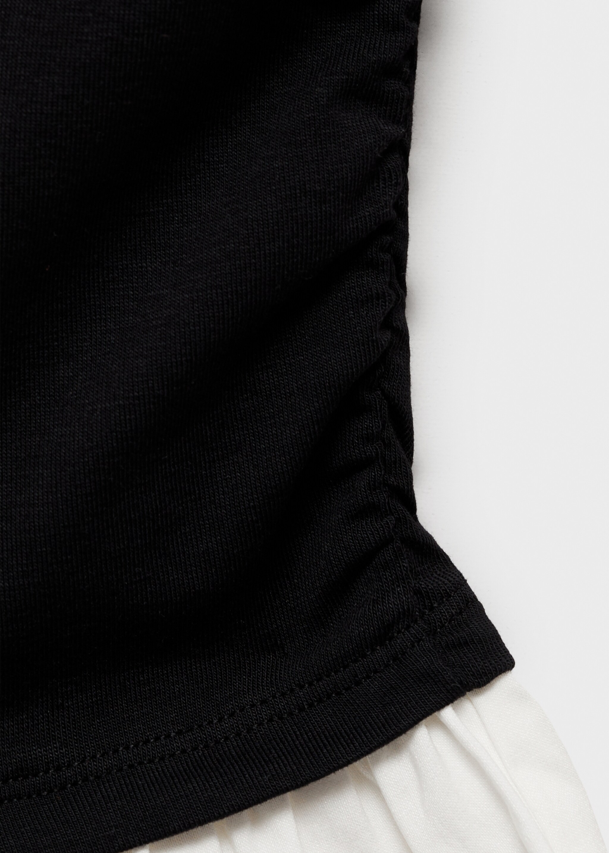 Short combined fabric draped dress - Details of the article 0, Black. Ref: 87085767-00.