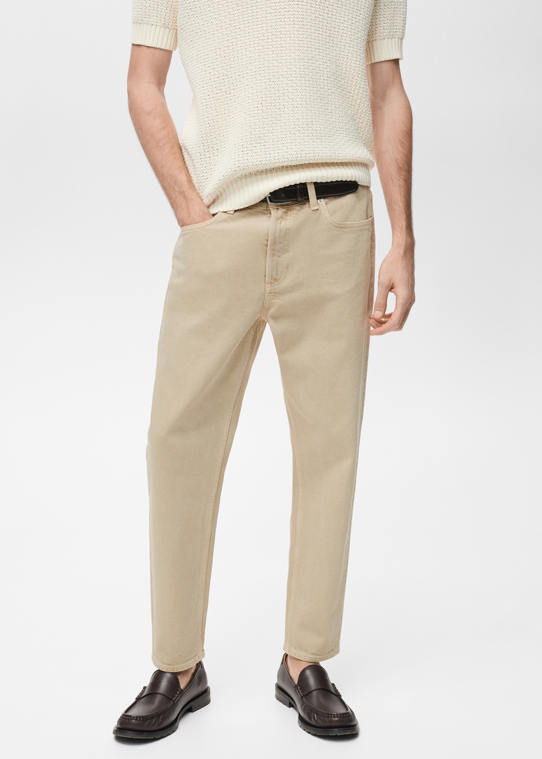 Tapered Fit-Jeans Ben - Mittlere Ansicht, Beige. Ref: 87085917-00.