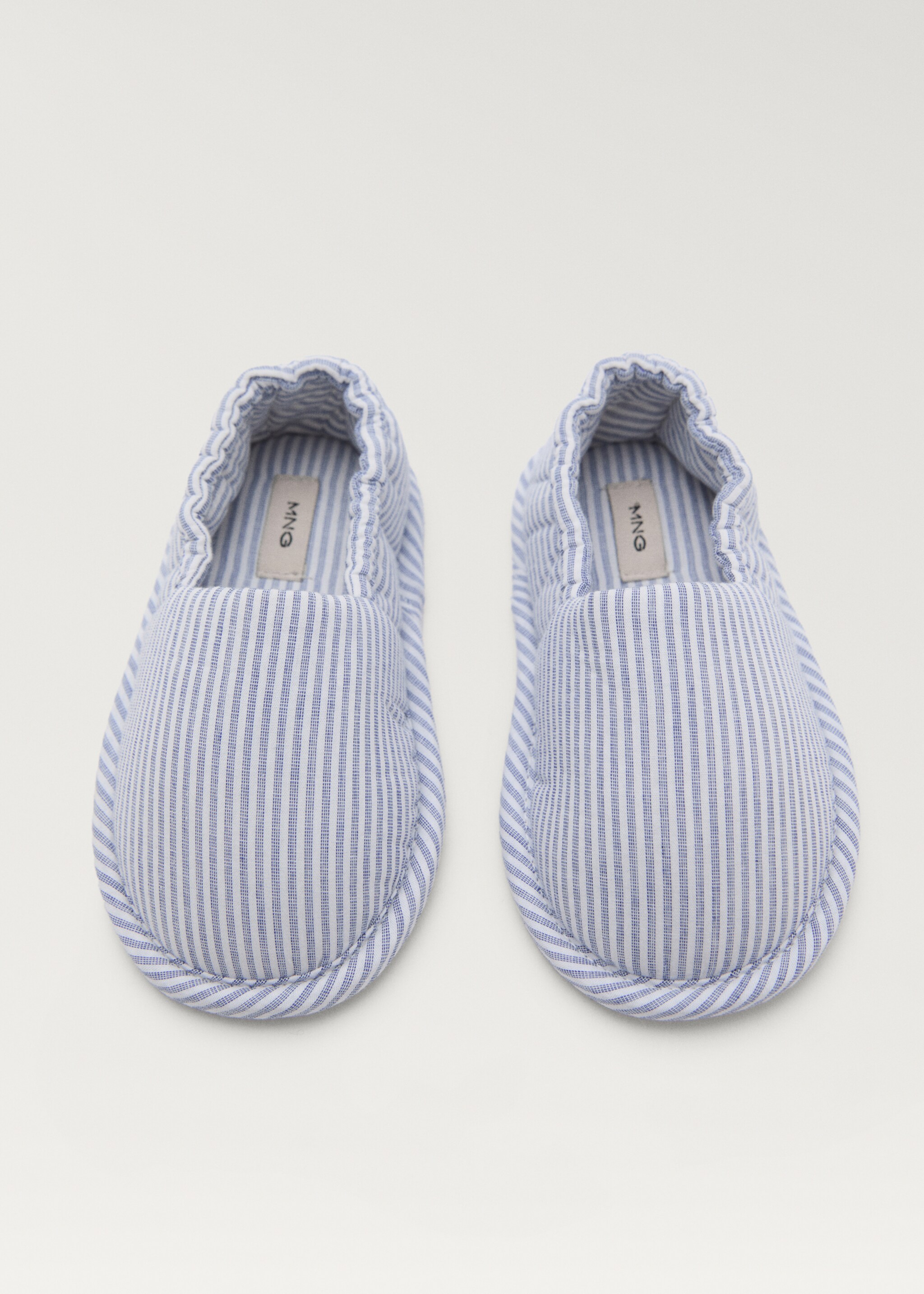 Cotton striped slippers - Details of the article 2, Blue. Ref: 87085922-00.