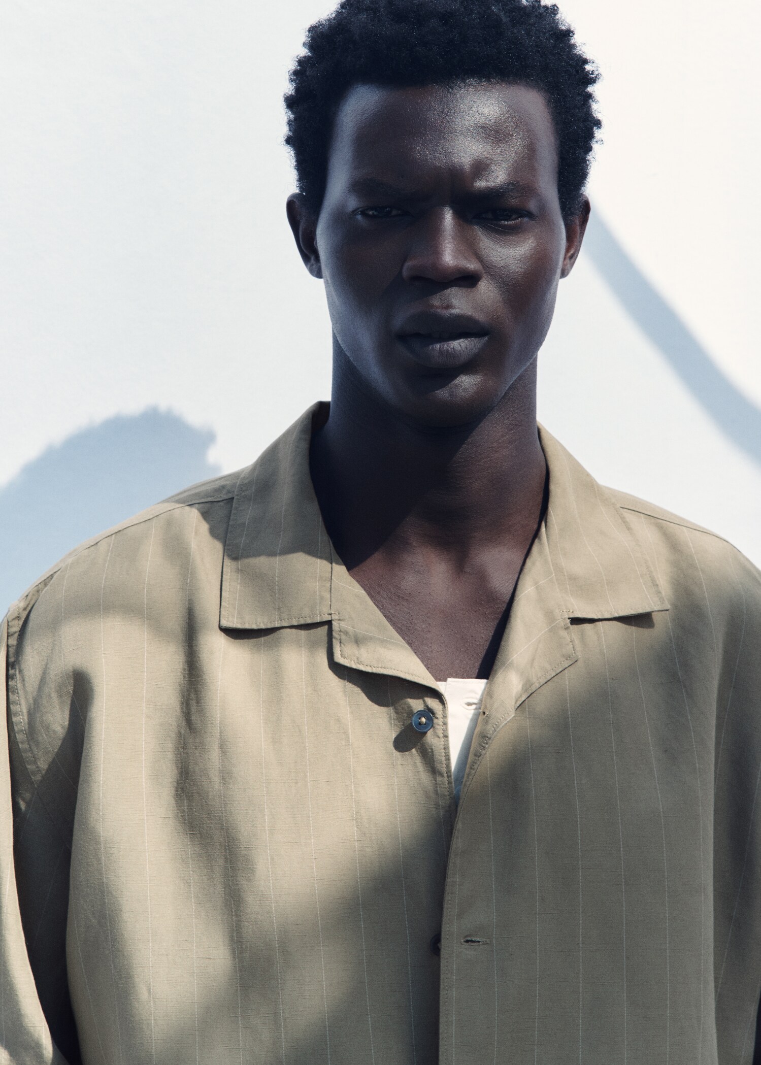 Linen-blend pinstripe overshirt - Details of the article 3