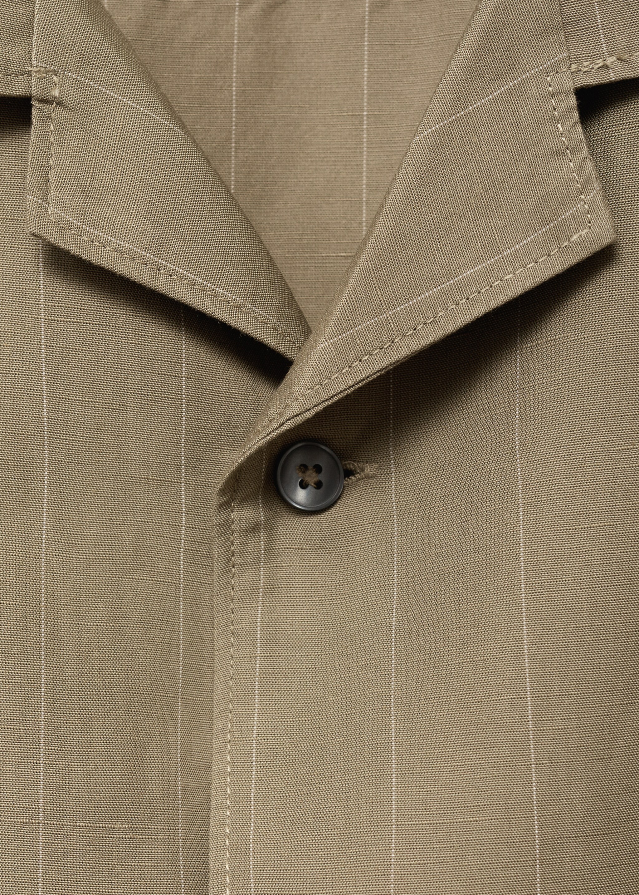 Linen-blend pinstripe overshirt - Details of the article 8, Khaki. Ref: 87085928-00.