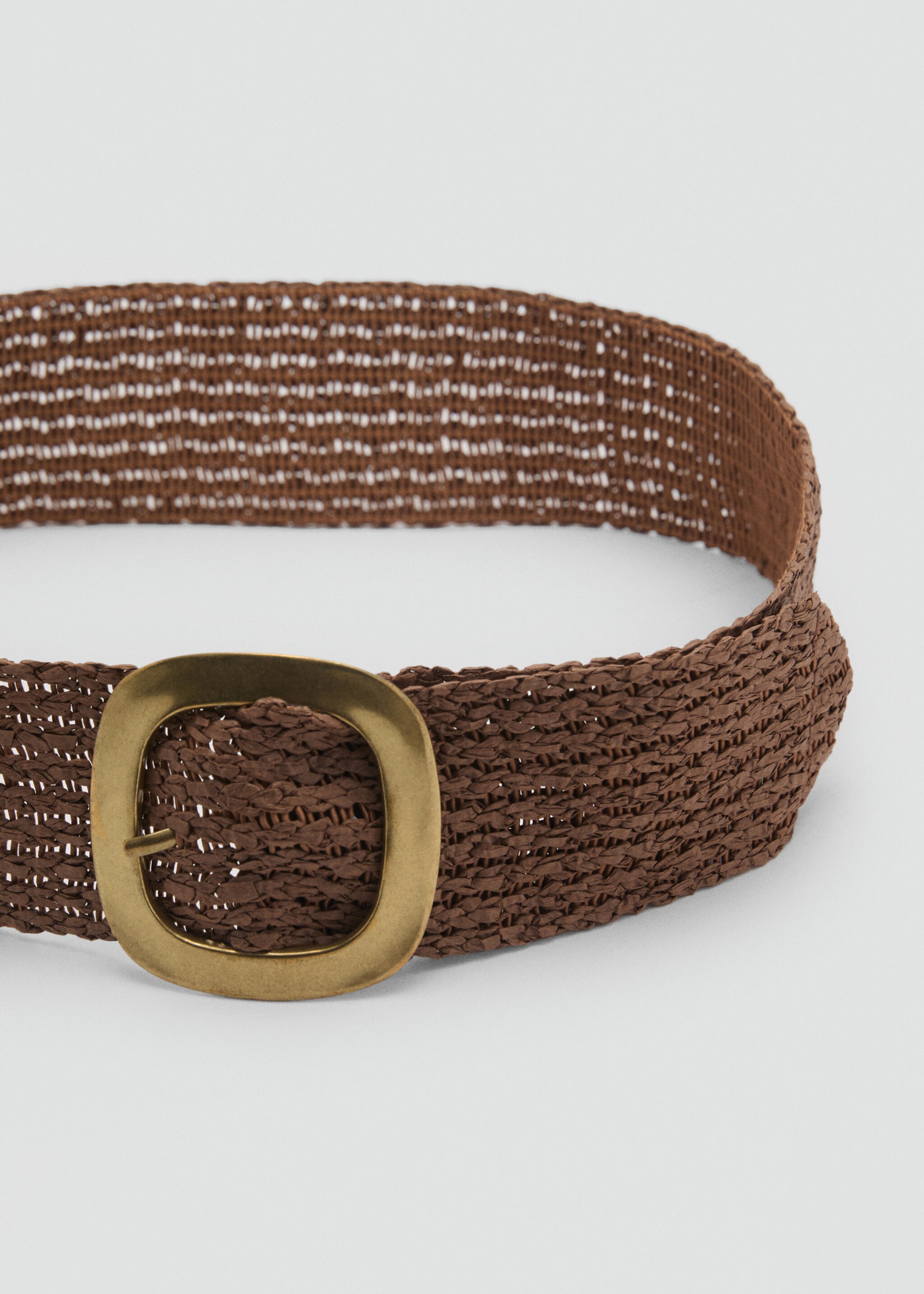 Ceinture fibre naturelle boucle ovale - Plan moyen, Marron. Ref: 87085931-00.