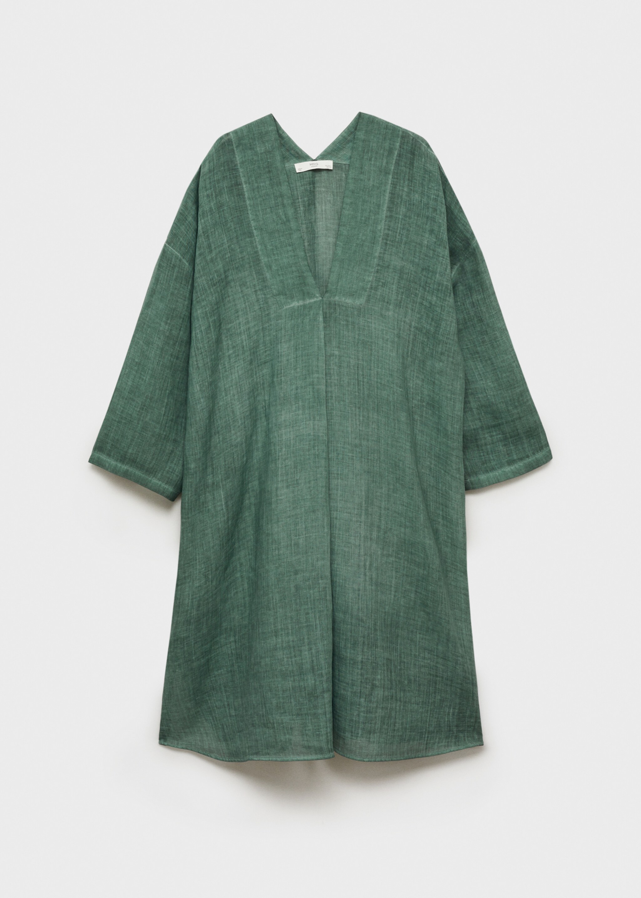 Ramie caftan with overdyed design - Article without model, Dark Grey. Ref: 87085935-00.