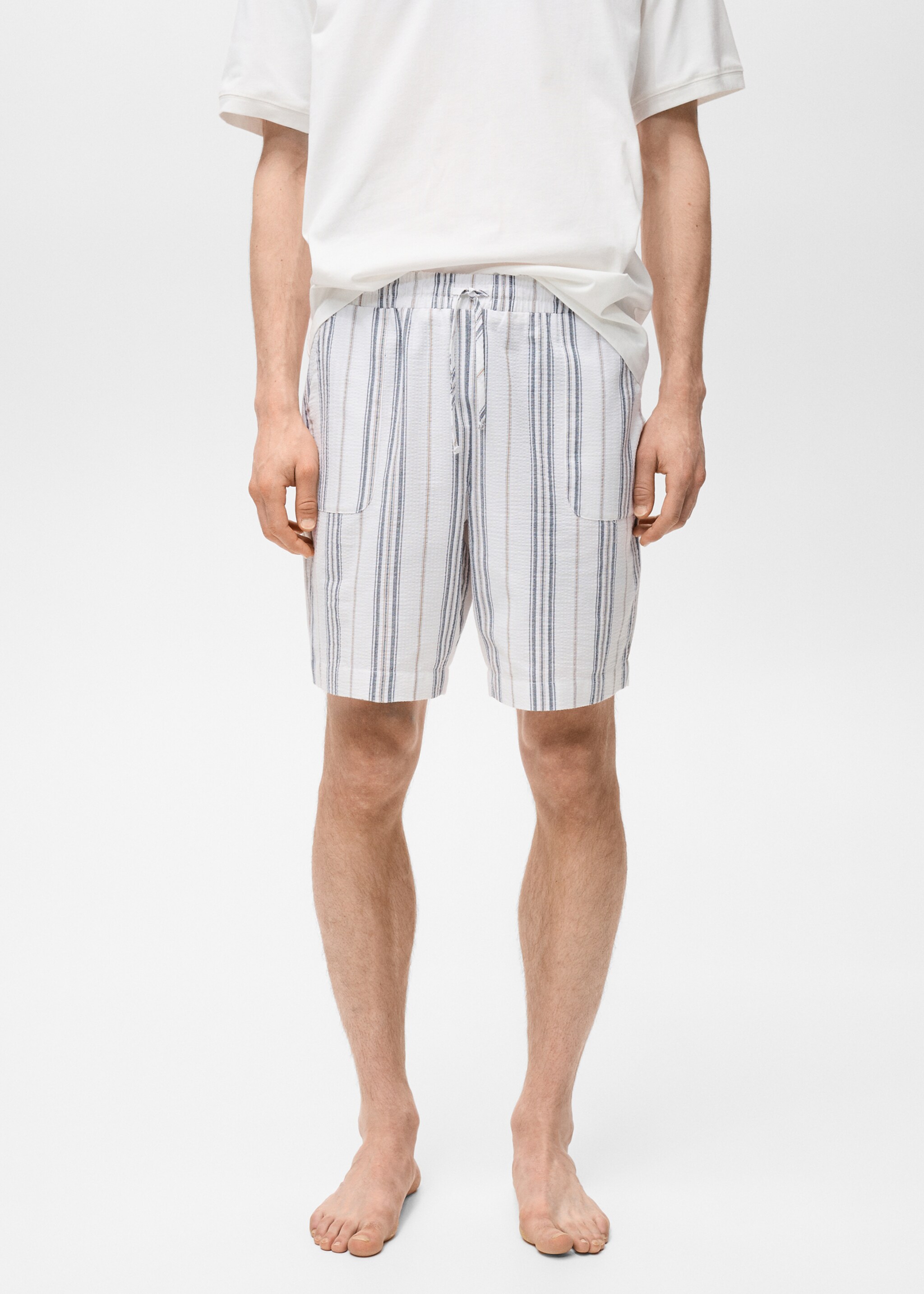 Pack of 100% cotton short pyjamas - Details of the article 1, Ecru. Ref: 87085938-00.