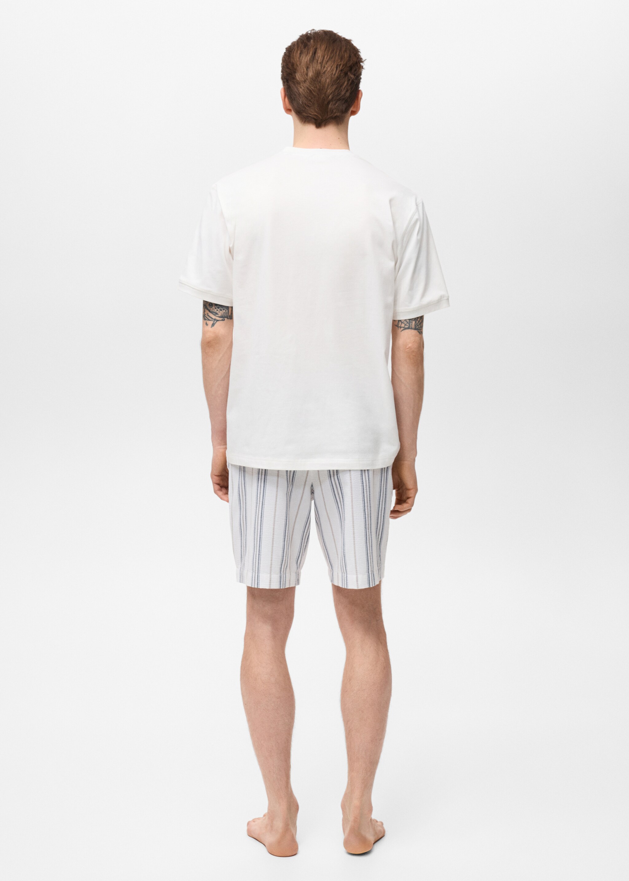 Pack of 100% cotton short pyjamas - Reverse of the article, Ecru. Ref: 87085938-00.