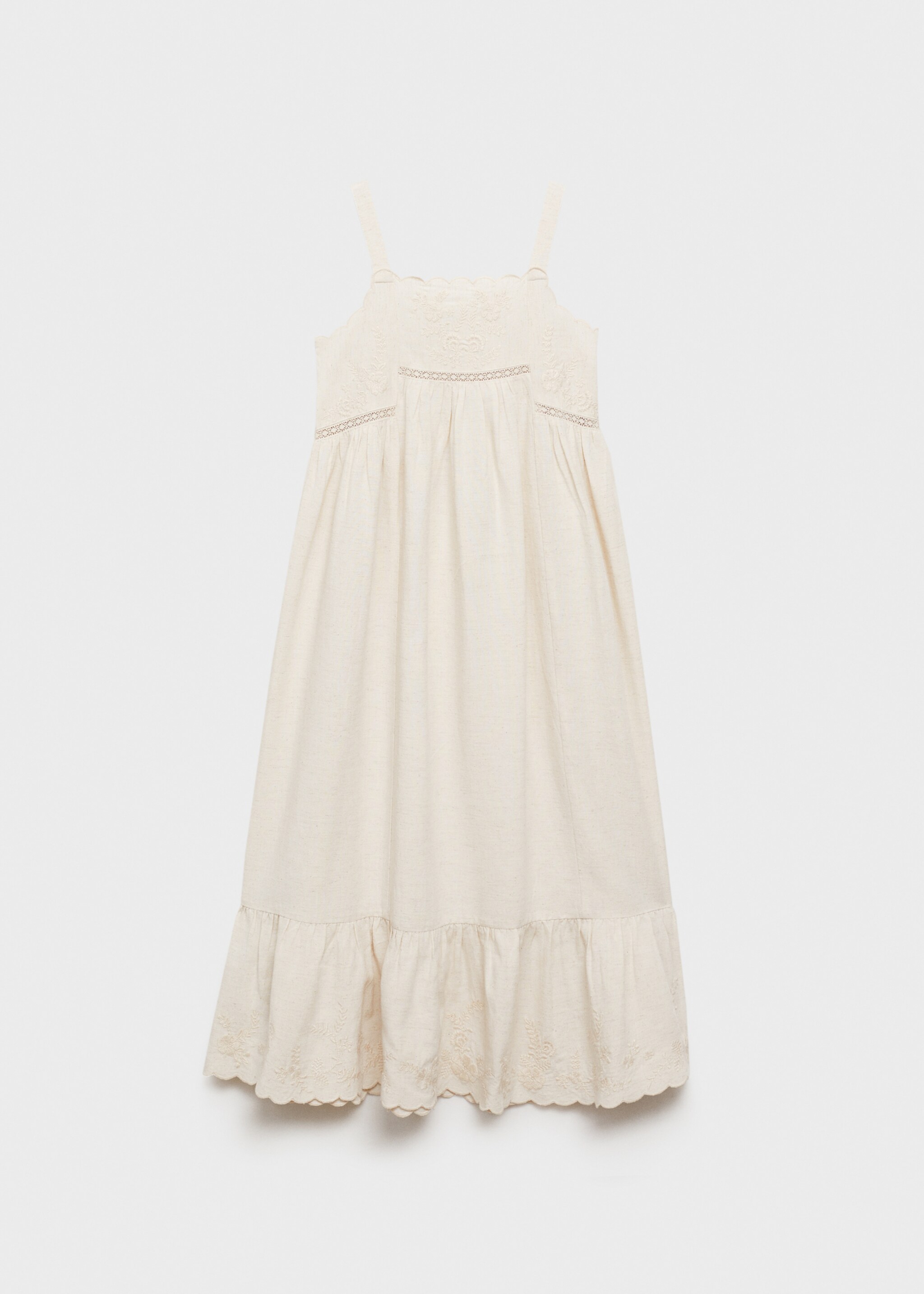 Cotton linen embroidered dress - Article without model, Light/Pastel Grey. Ref: 87085944-00.