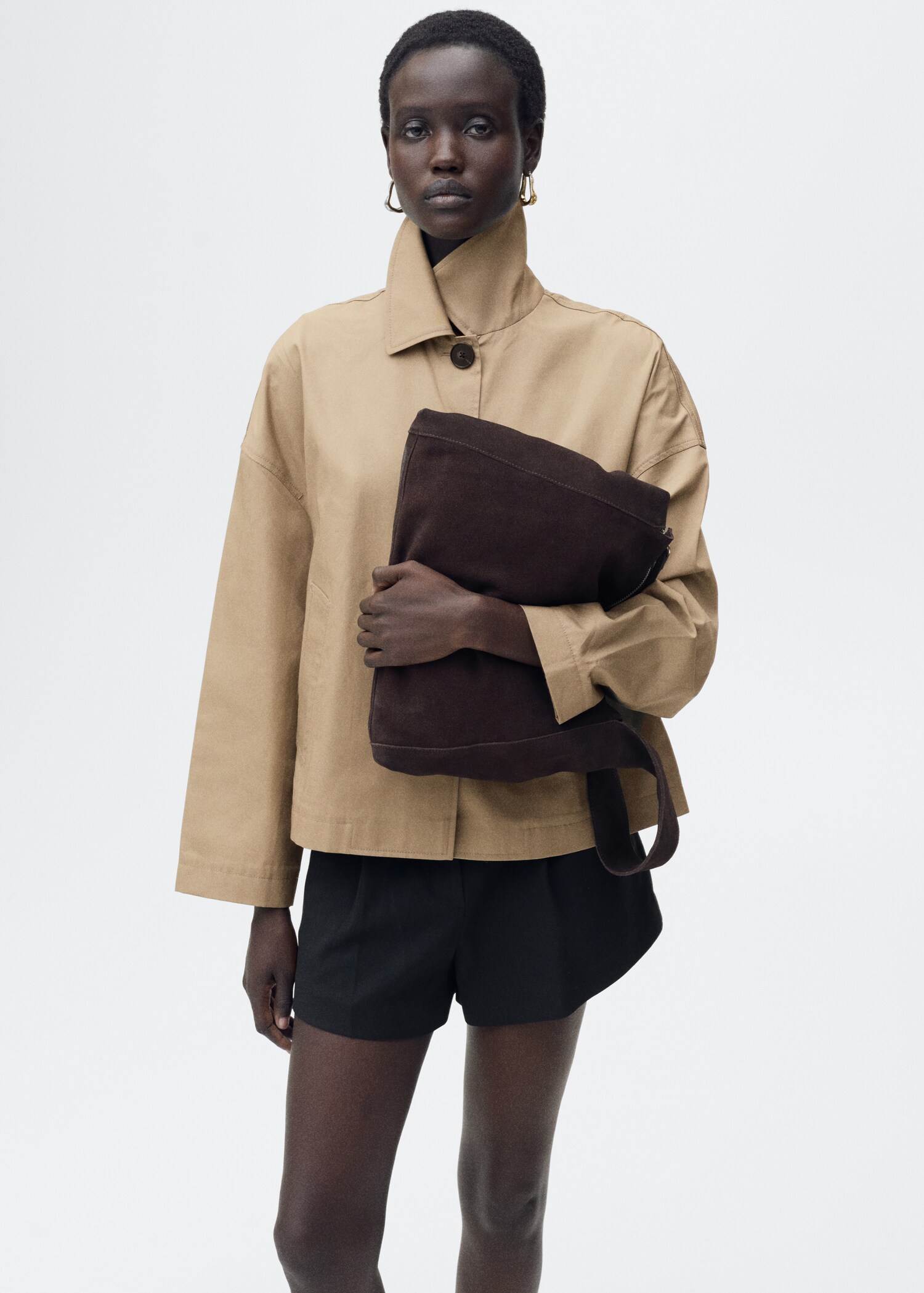 Bavlněná bunda rovného střihu s knoflíky - Detail zboží 2