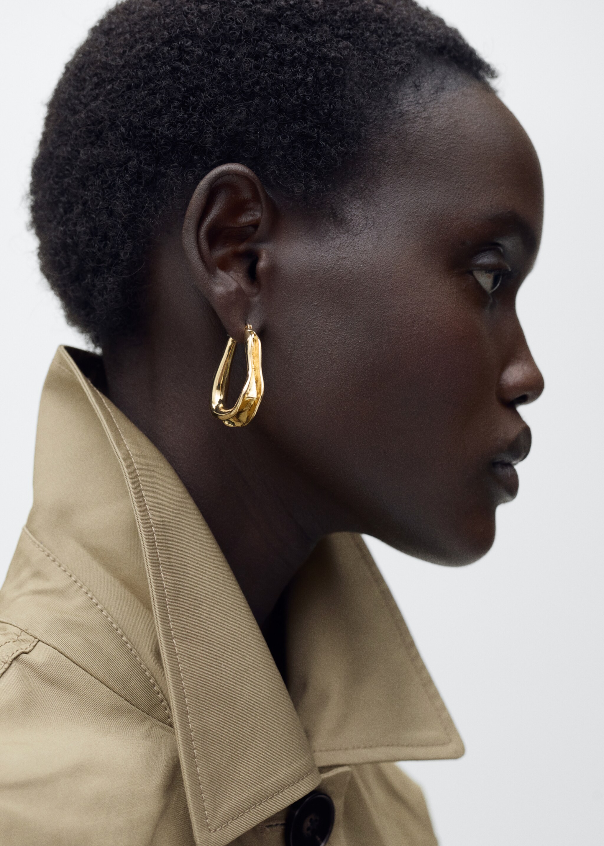 Bavlněná bunda rovného střihu s knoflíky - Detail zboží 6, Khaki. Ref: 87085948-00.