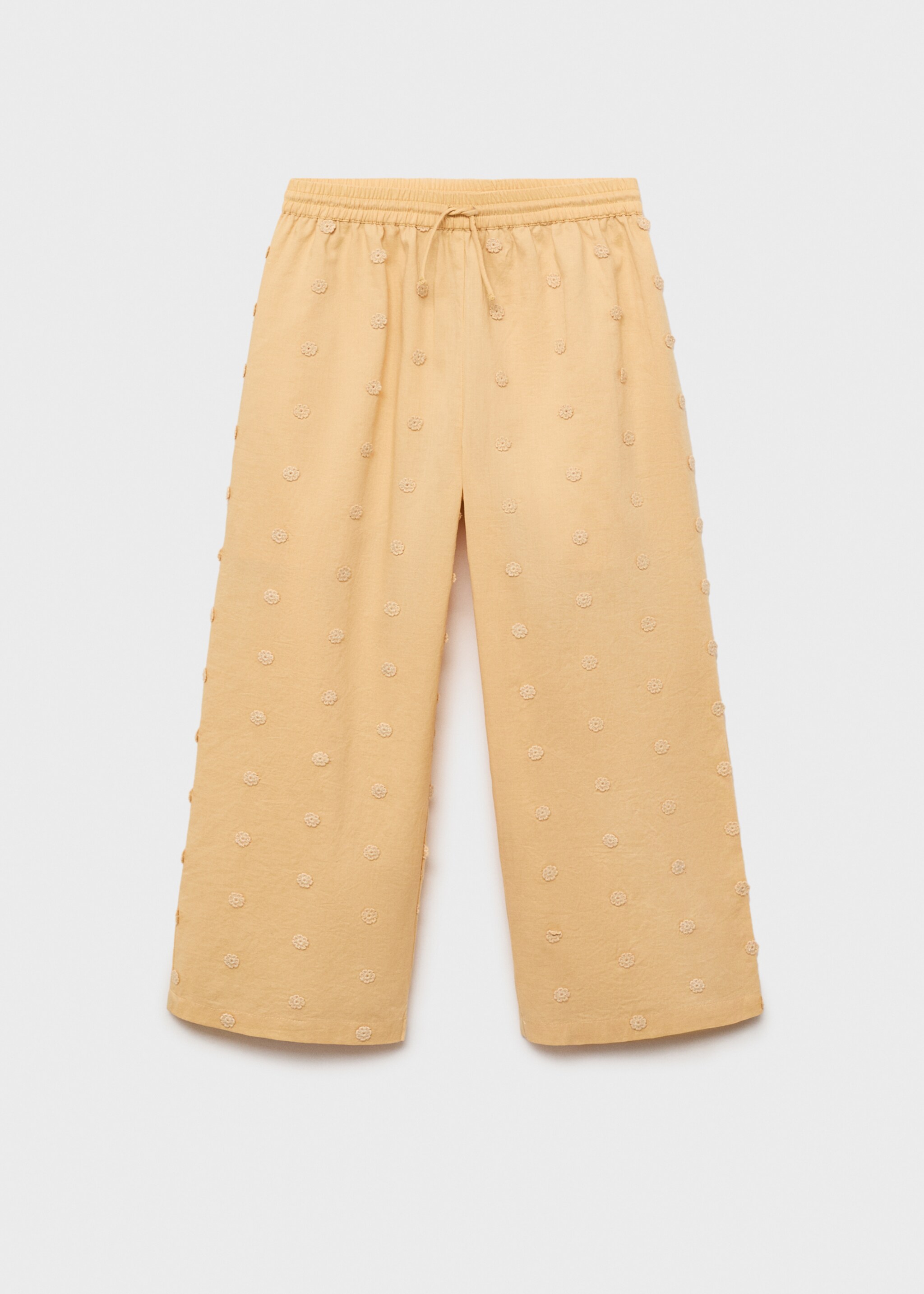 Pantalon avec détails brodés - Article sans modèle, Moutarde. Ref: 87085949-00.