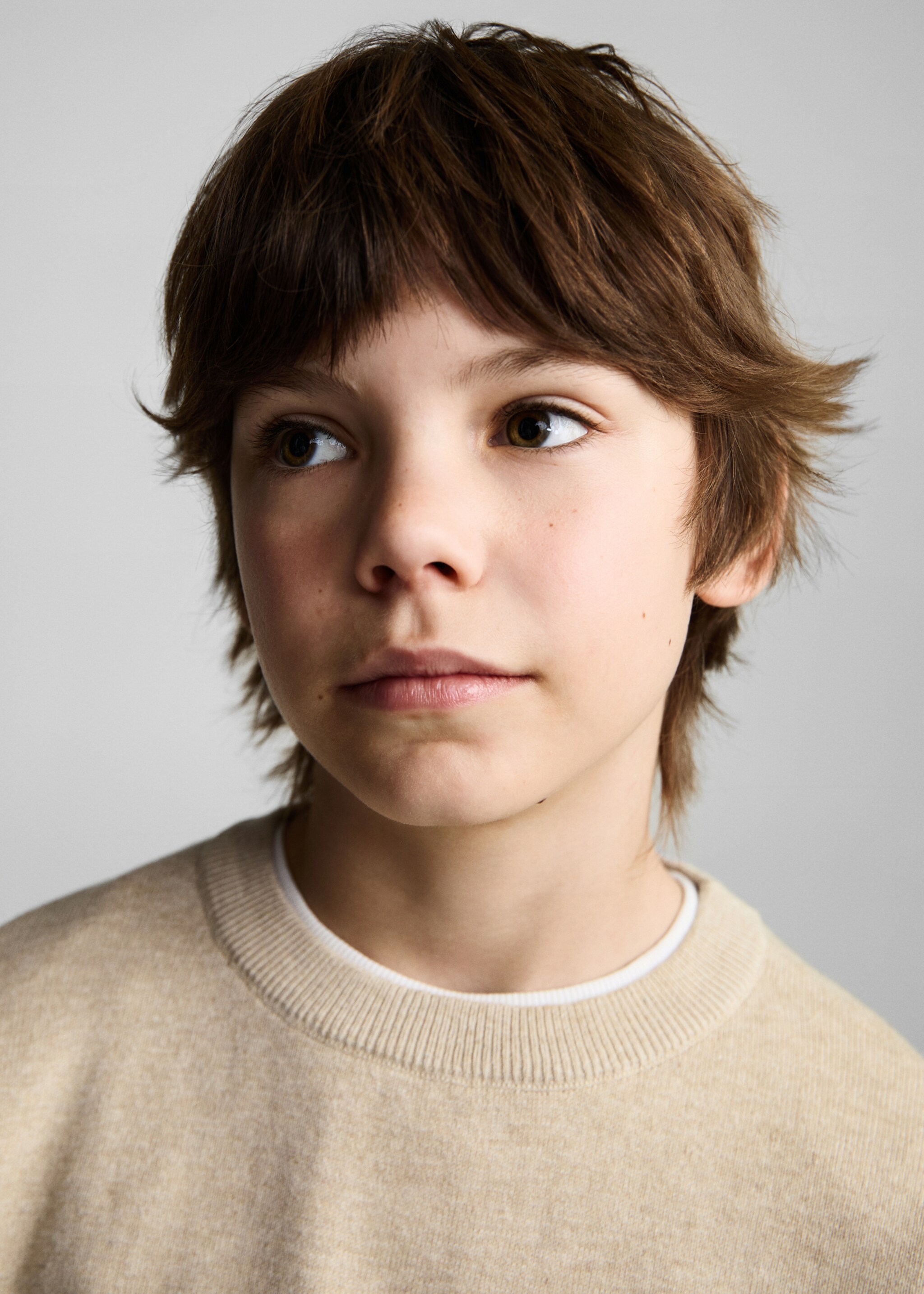 Flecked cotton-blend sweater - Details of the article 1, Sand. Ref: 87085979-00.