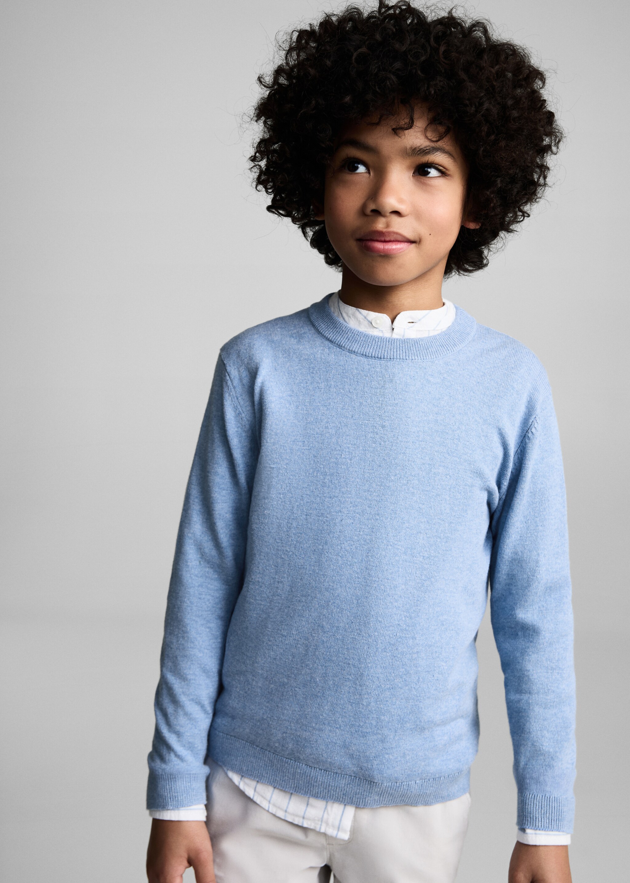 Flecked cotton-blend sweater - Medium plane, Blue. Ref: 87085979-00.