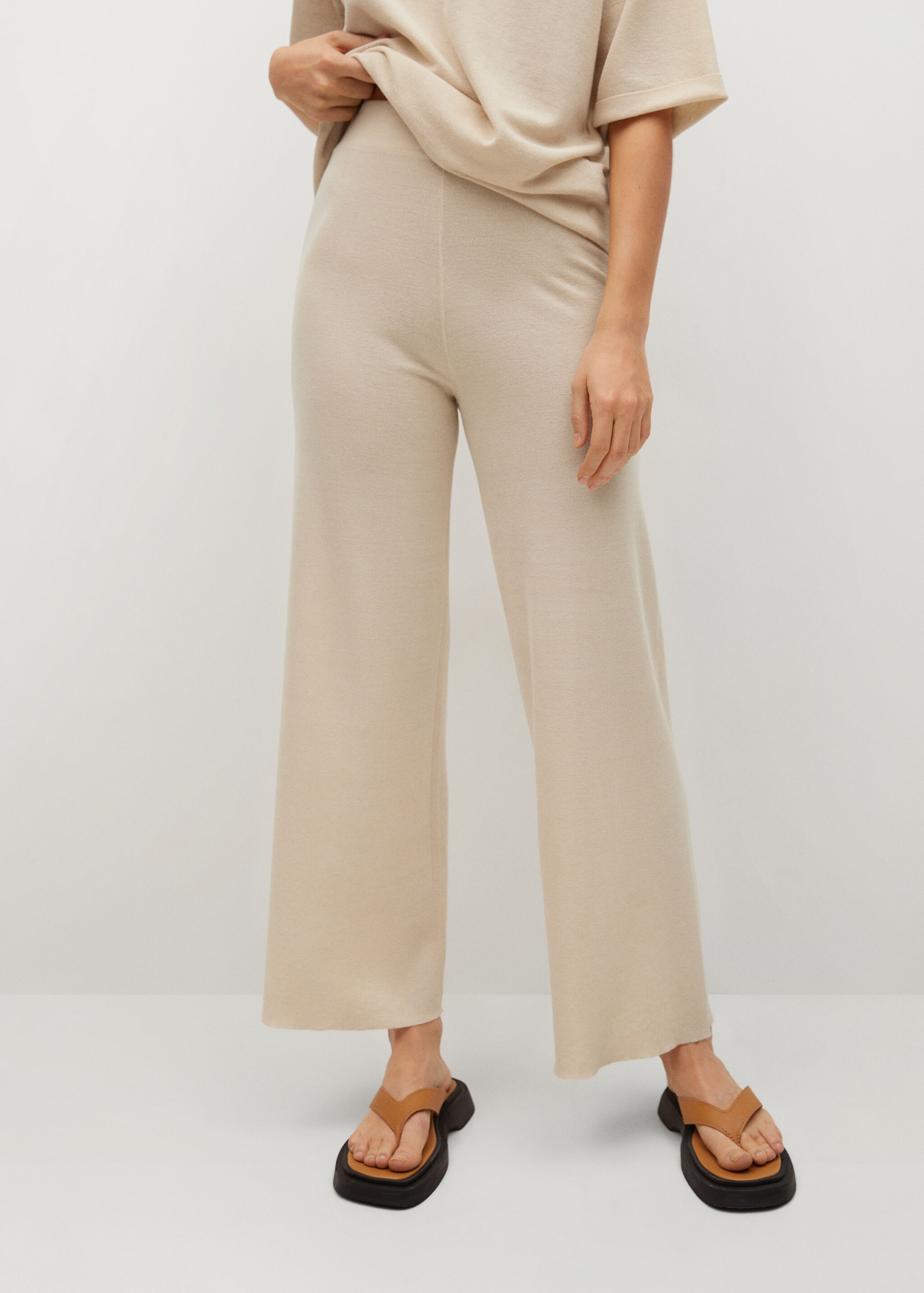 Cotton-linen knitted pants  - Medium plane