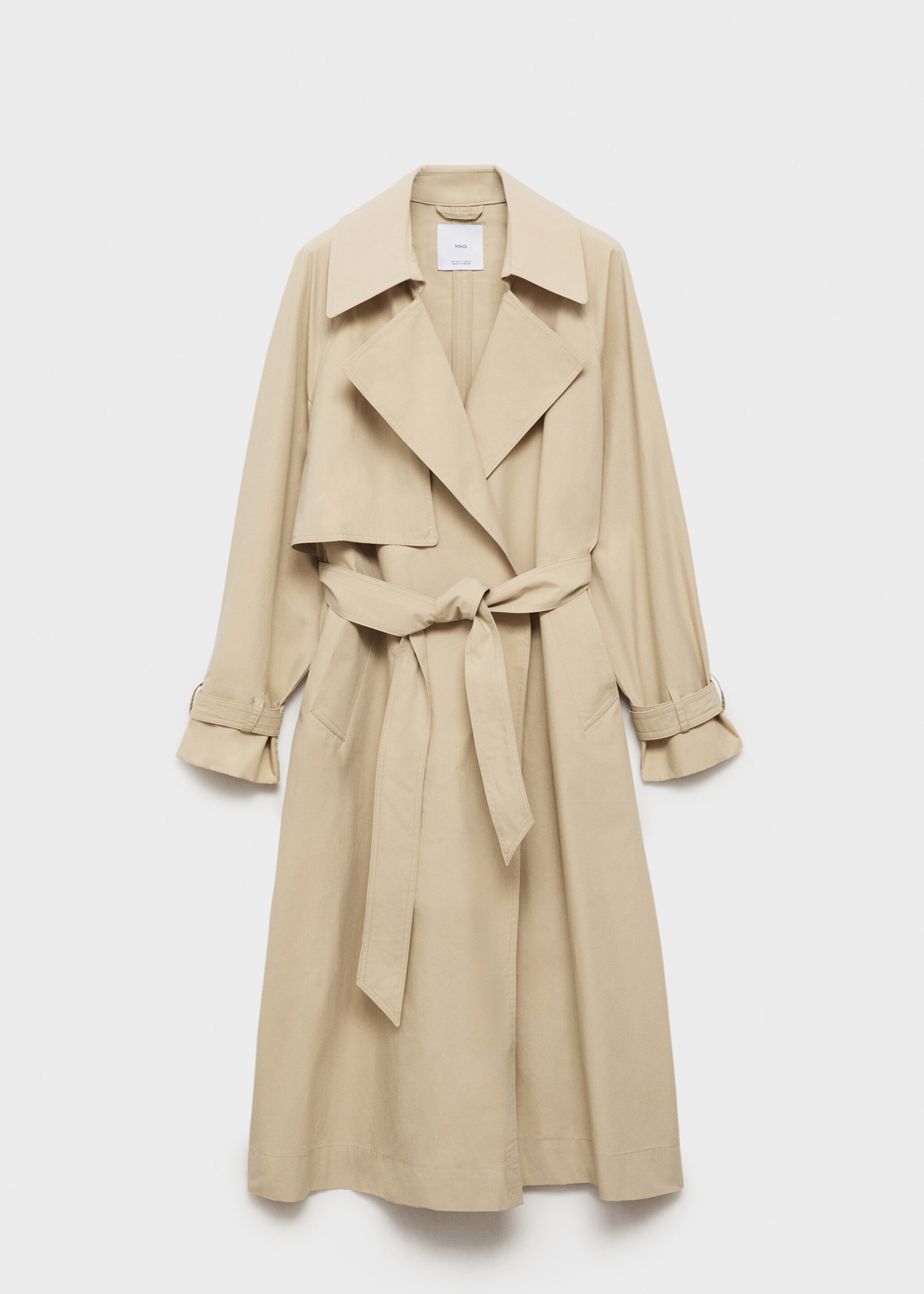 Cotton trench coat with belt - Article without model, Beige. Ref: 87086343-00.