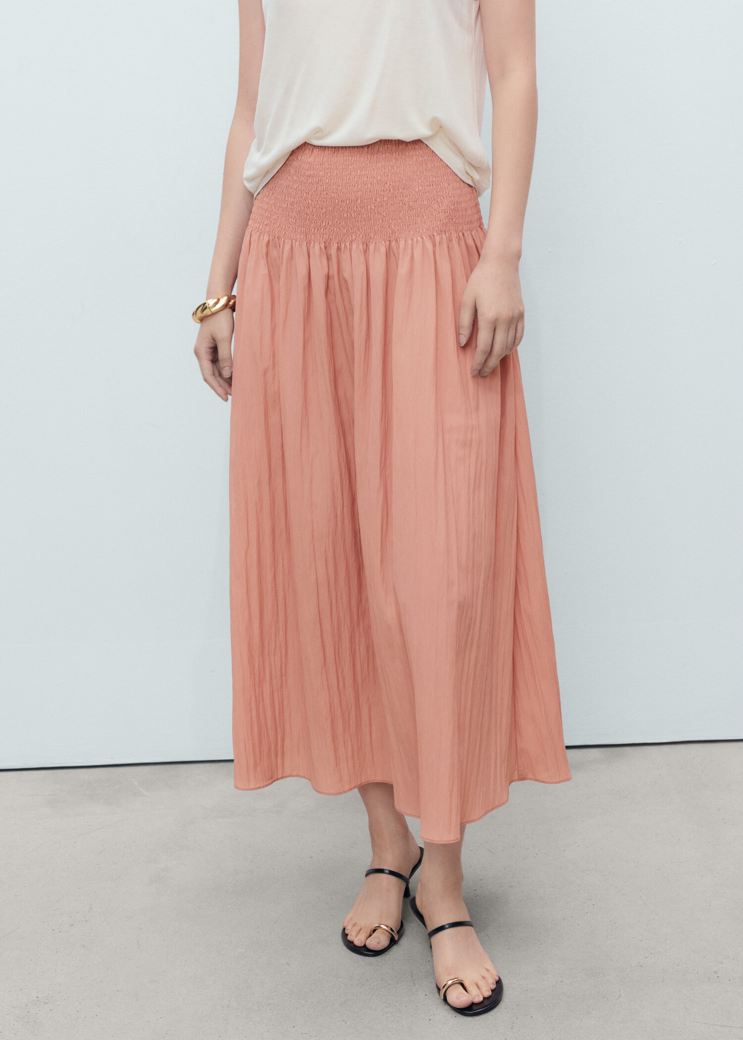 Gathered midi-skirt with panels - Medium plane