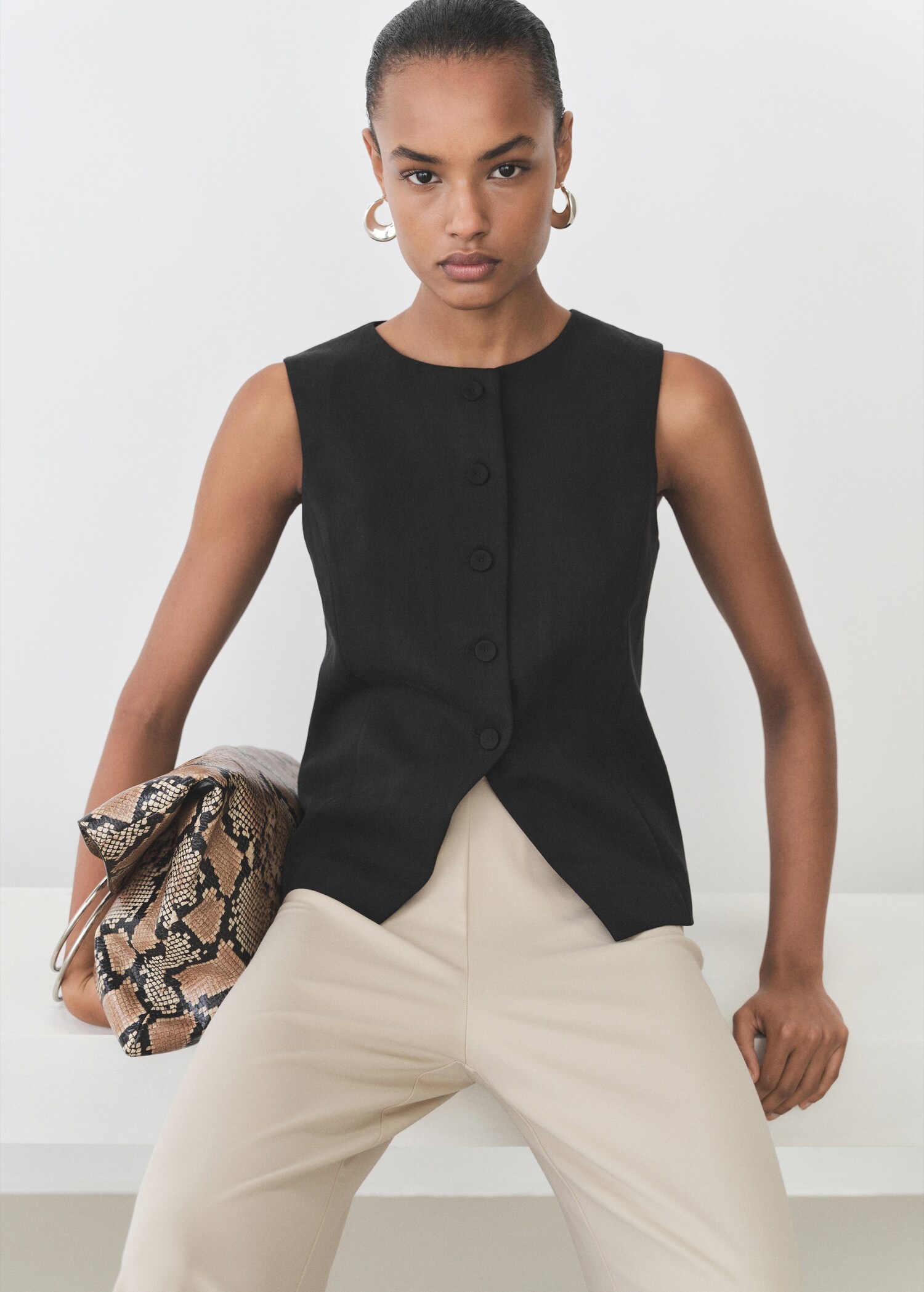 Γιλέκο κοστούμι ίσιο lyocell - Λεπτομέρεια του προϊόντος 2