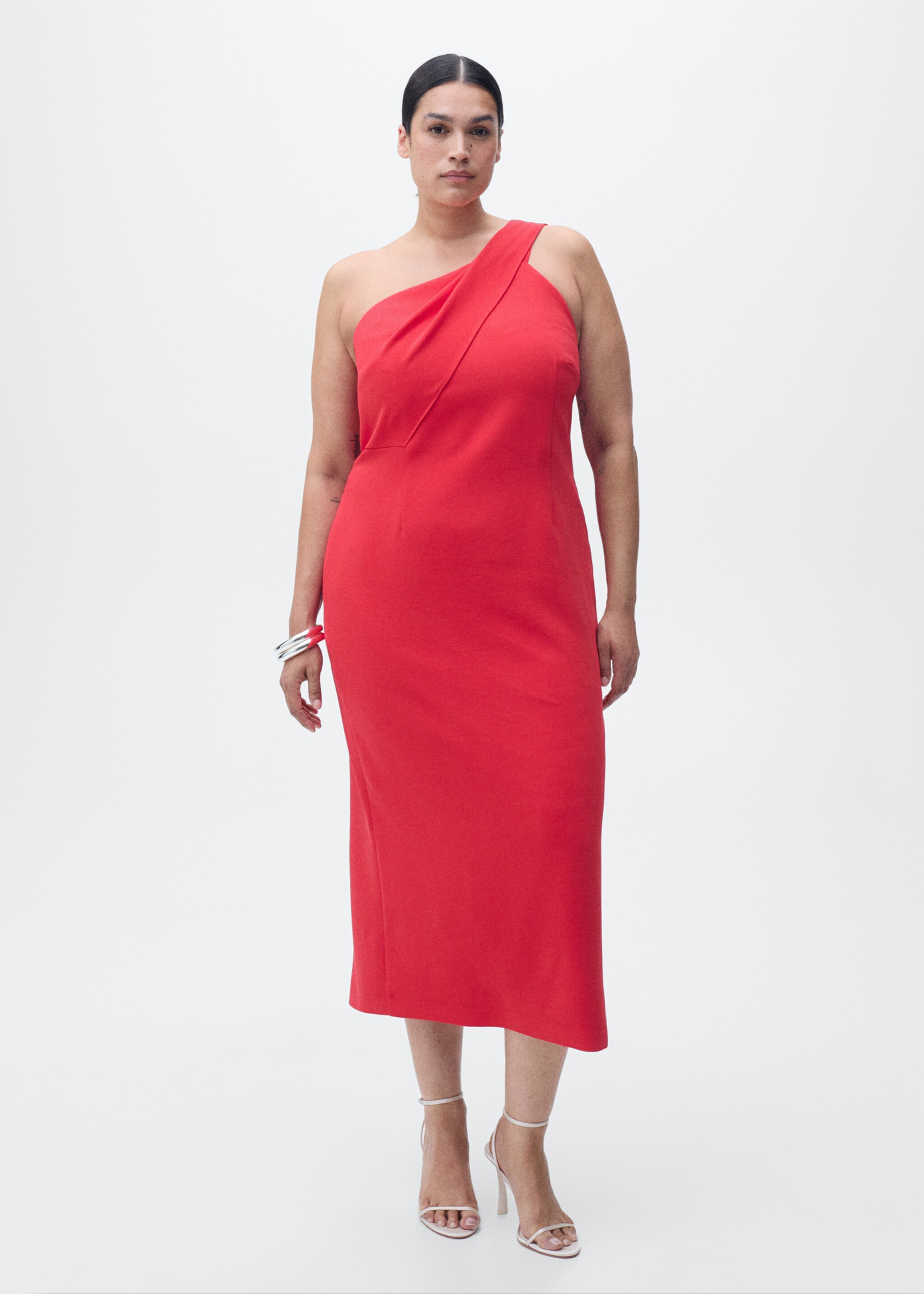 Vestit asimètric coll llaçada - Detall de l'article 3, Vermell. Ref: 87086350-00.