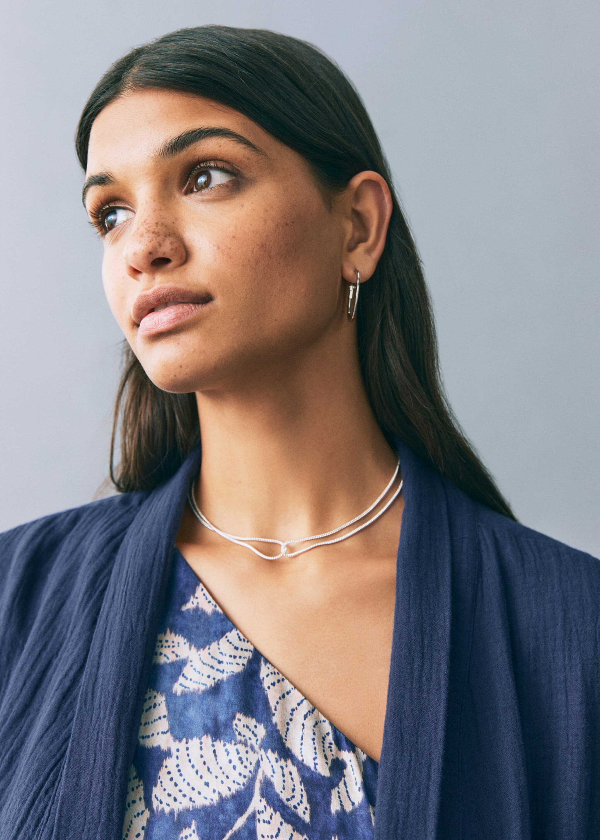 Bamboo kimono jacket - Details of the article 1, Dark Navy. Ref: 87086356-00.