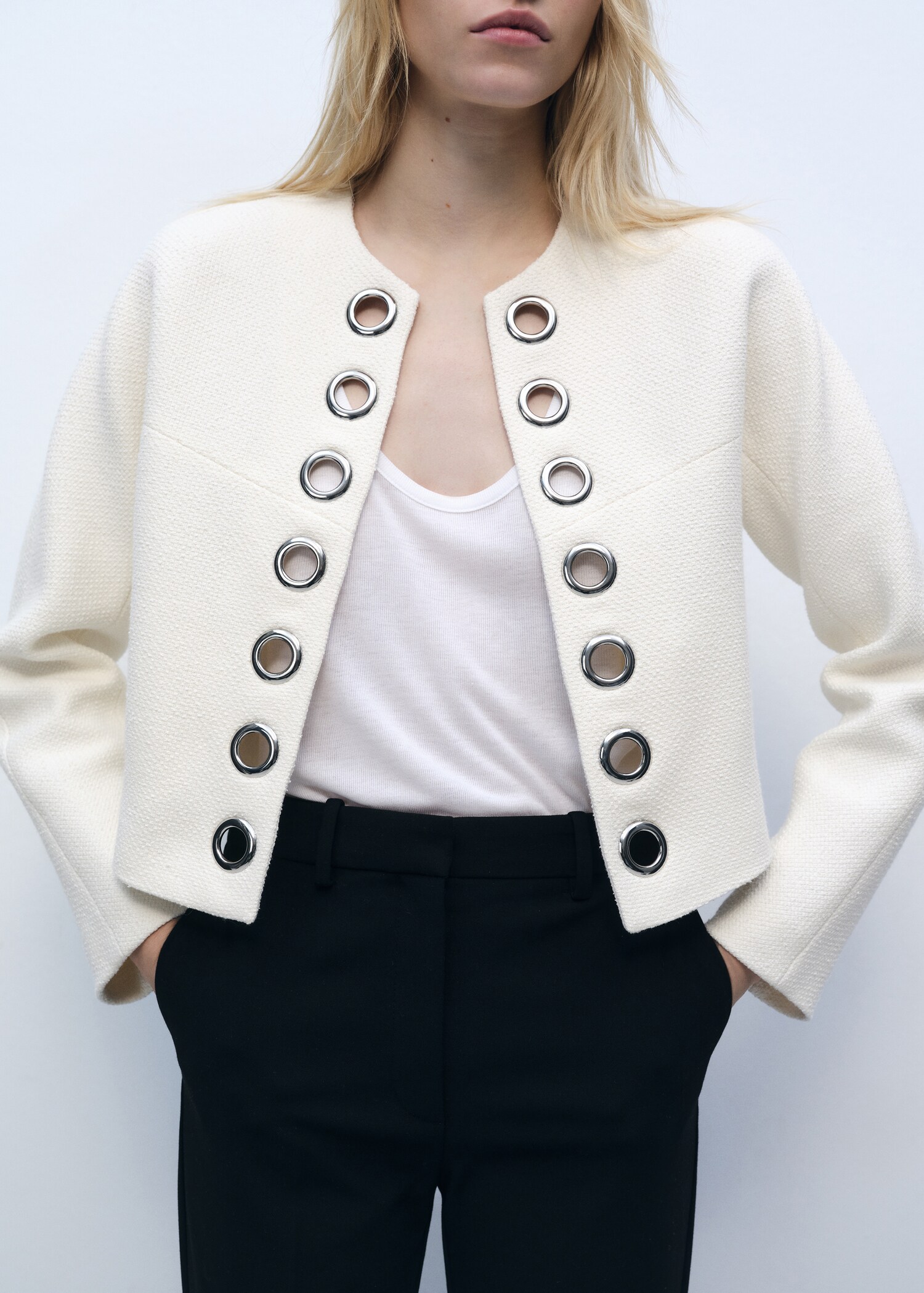 Cotton jacket with die-cut trim - Medium plane