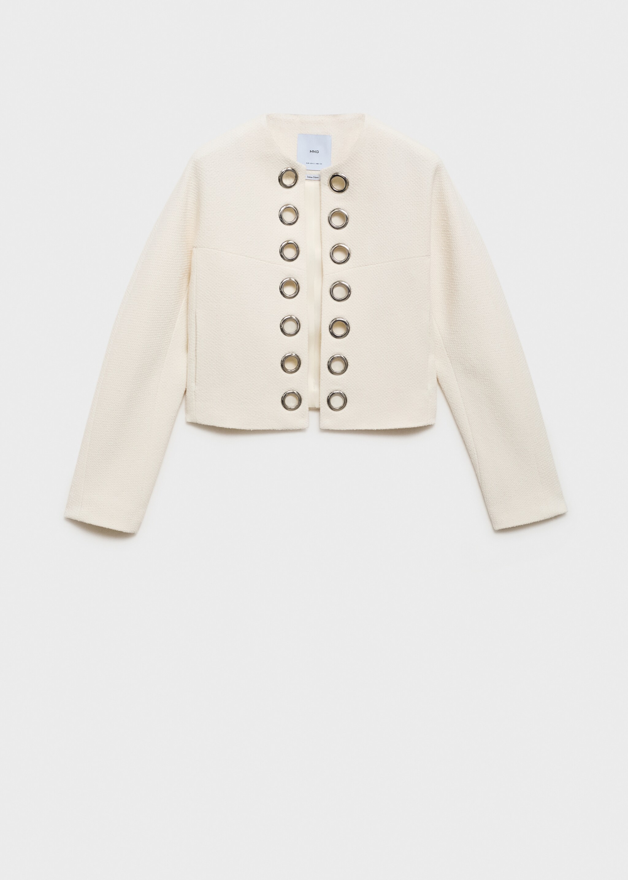 Cotton jacket with die-cut trim - Article without model, White. Ref: 87086372-00.
