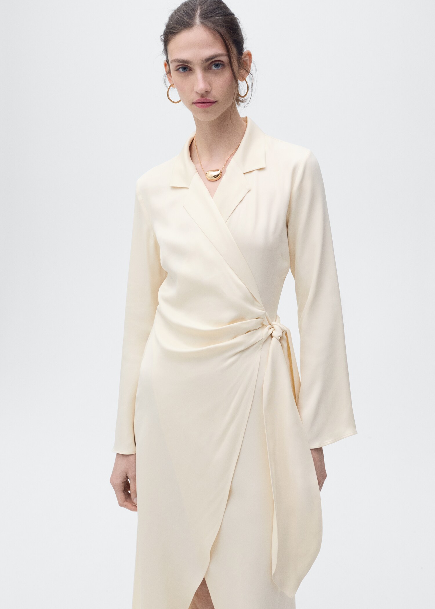 Wrap midi-dress with knot - Medium plane