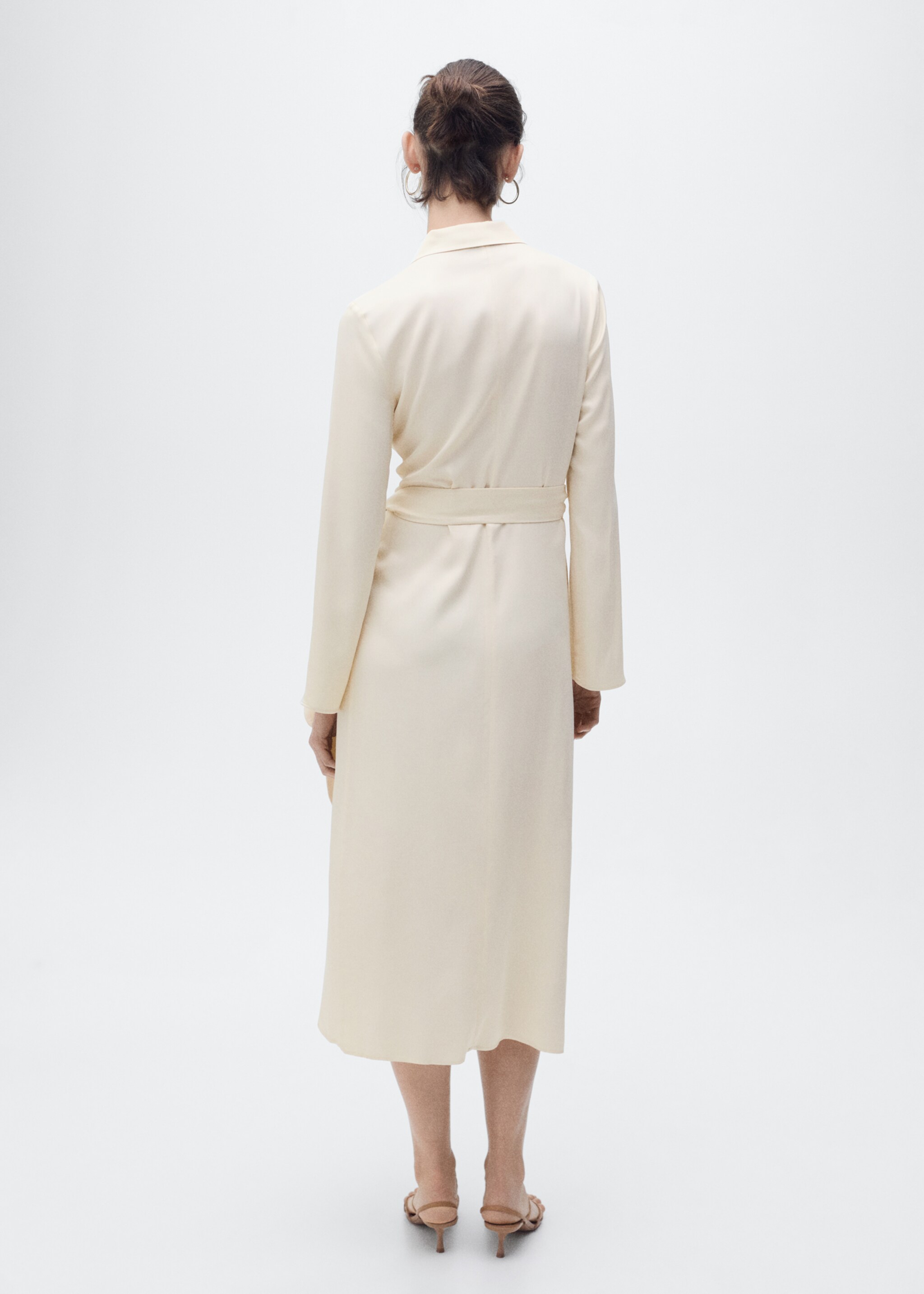 Wrap midi-dress with knot - Reverse of the article, Ecru. Ref: 87086719-00.