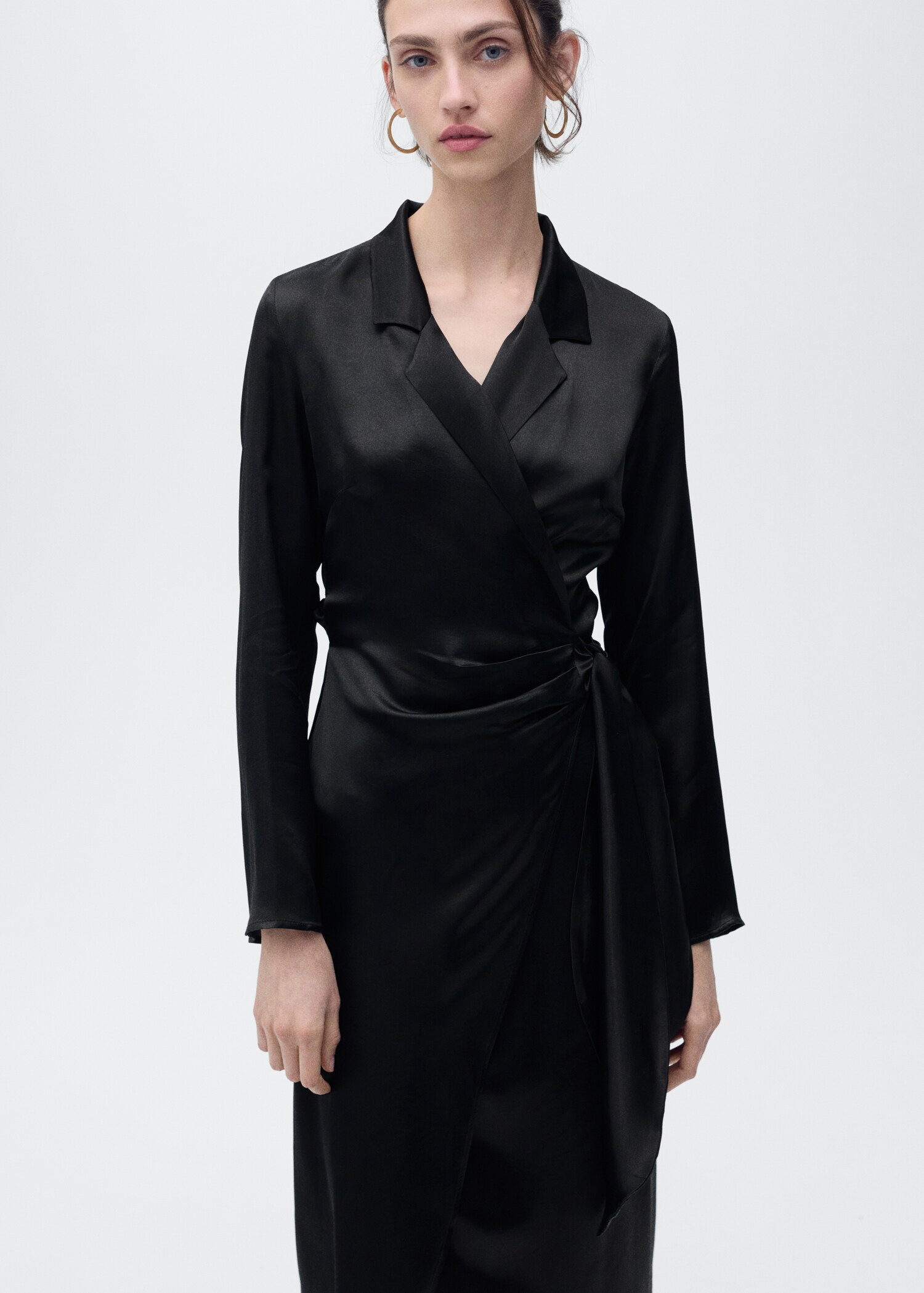 Wrap midi-dress with knot - Medium plane